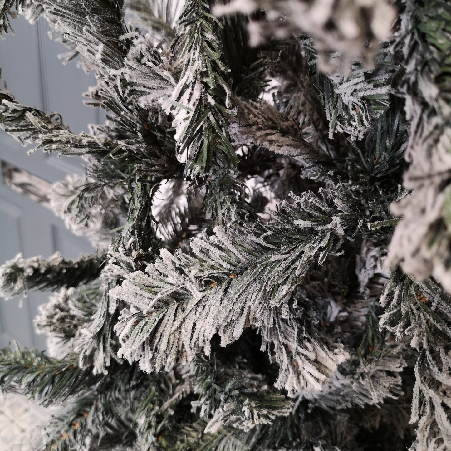 Factory Seconds: 8ft Indoor Flocked PVC Christmas Tree Arch with Snow Tips and Flat Top