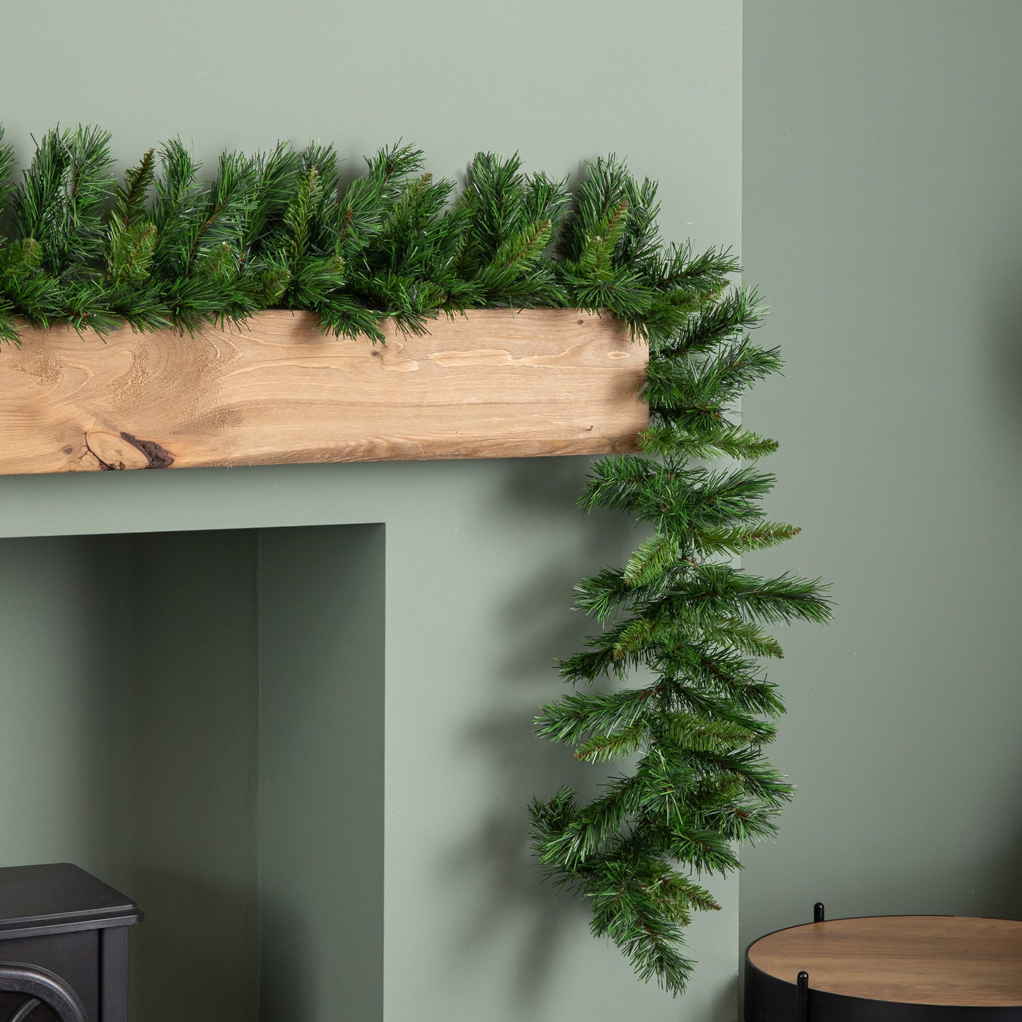 2.7m (9ft) Plain Green Kateson Fir Christmas Garland with 180 Tips