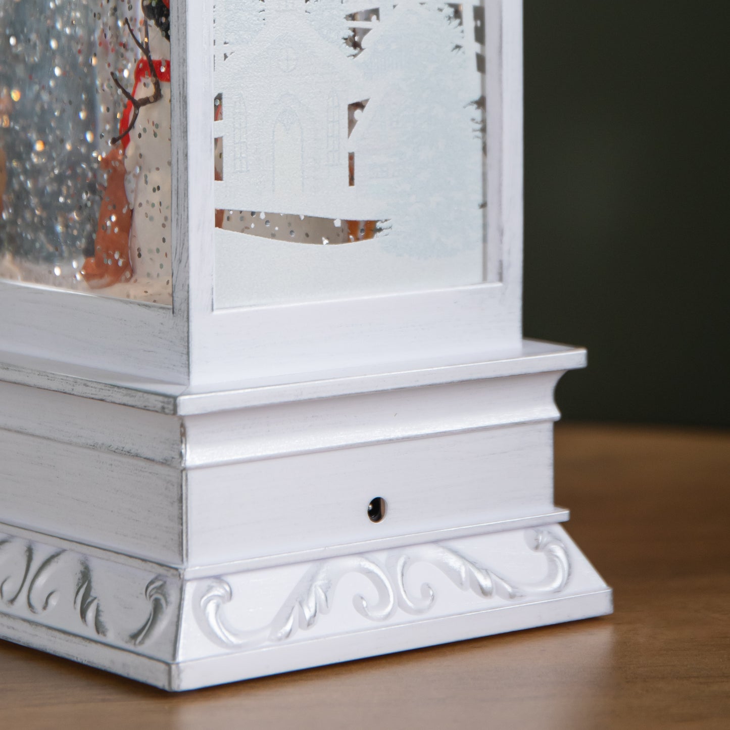 31cm Dual Powered Light up Glitter Christmas Water Spinner with Snowman Scene