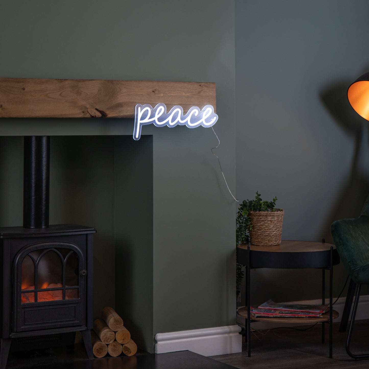 40cm Light up Neon Effect Peace Decorative Sign with 145 White LEDs