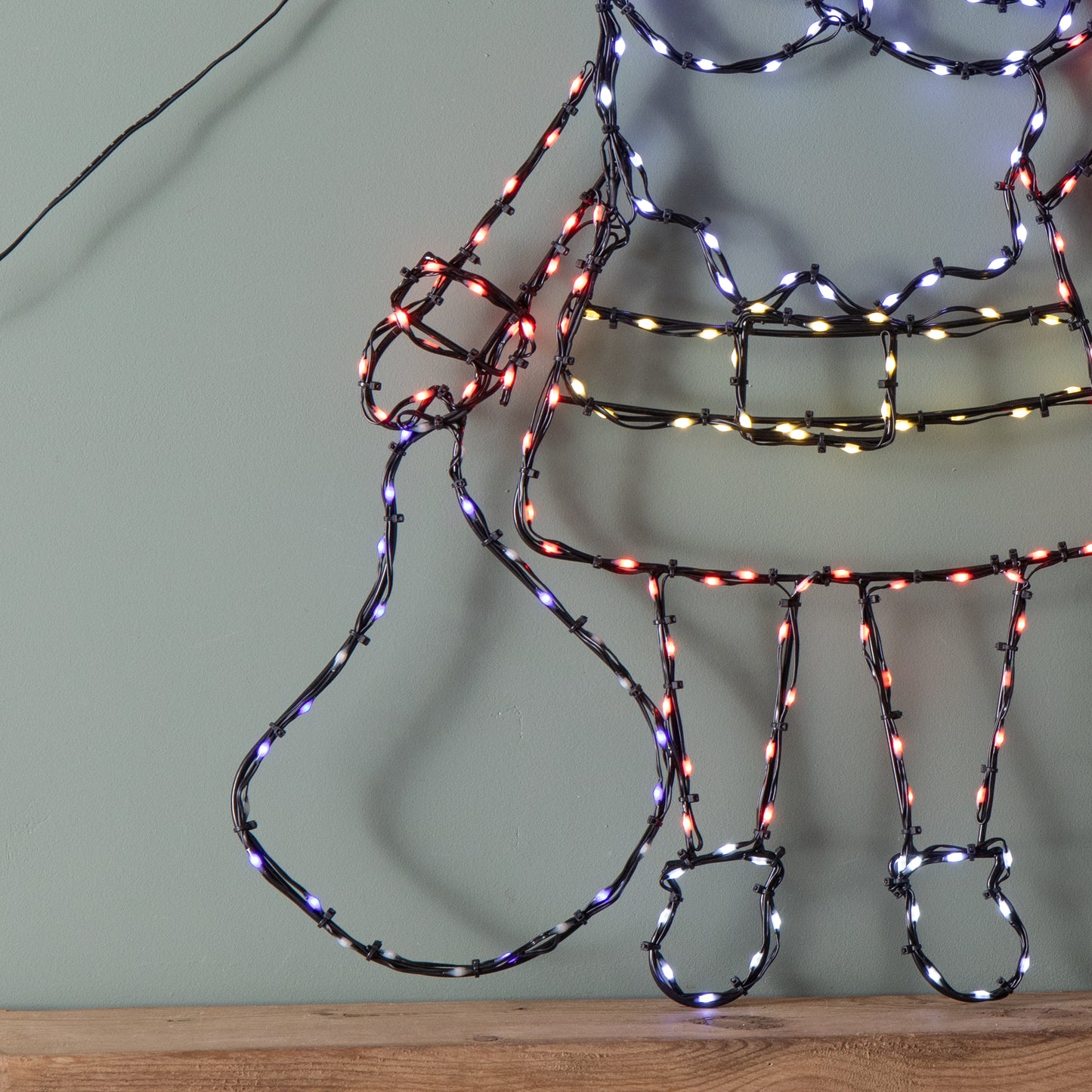 59cm x 45cm Light up FlexiBrights Christmas Santa Silhouette with 237 Multi-Coloured LEDs