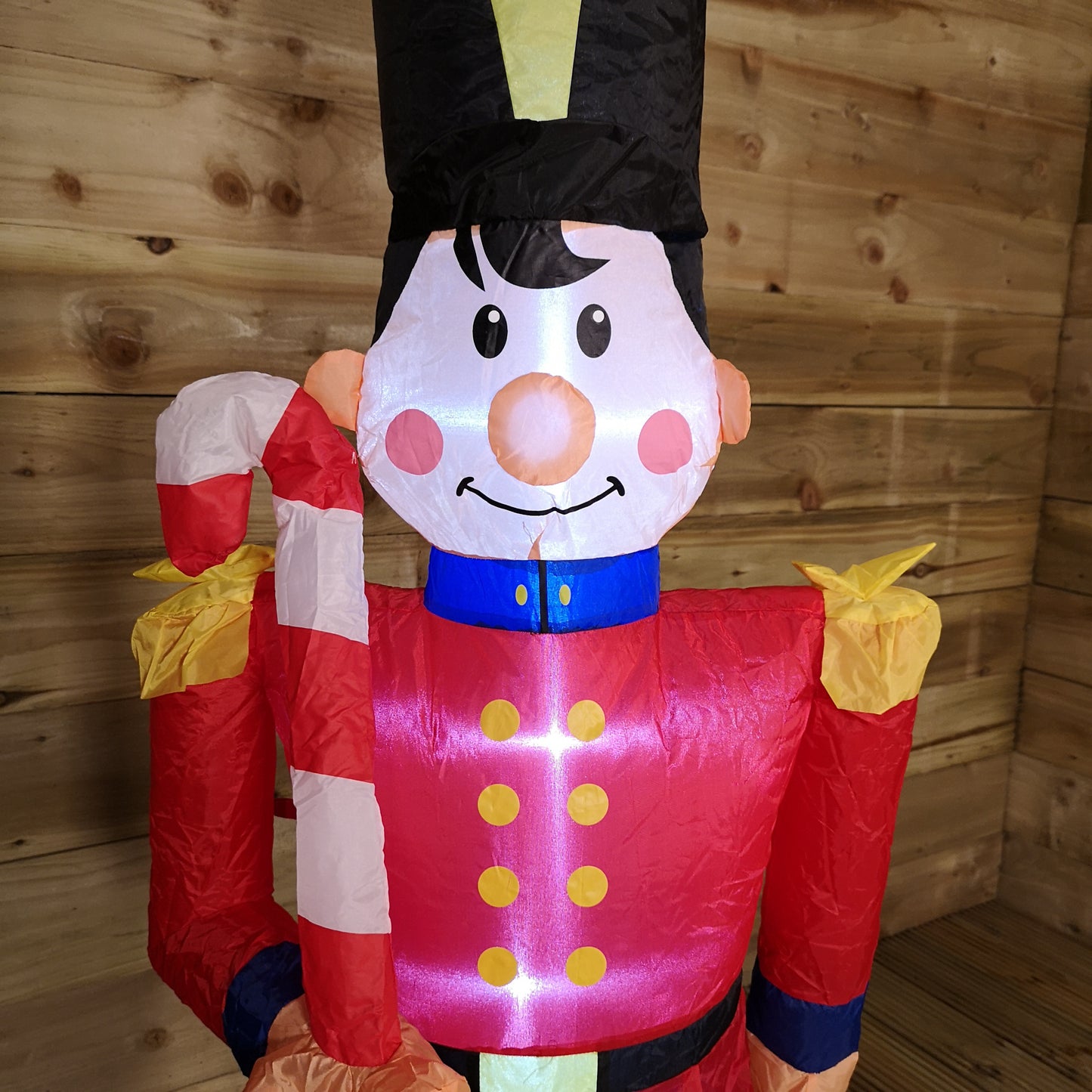 Premier Christmas 1.2M Inflatable Light Up Toy Soldier with Candy Cane