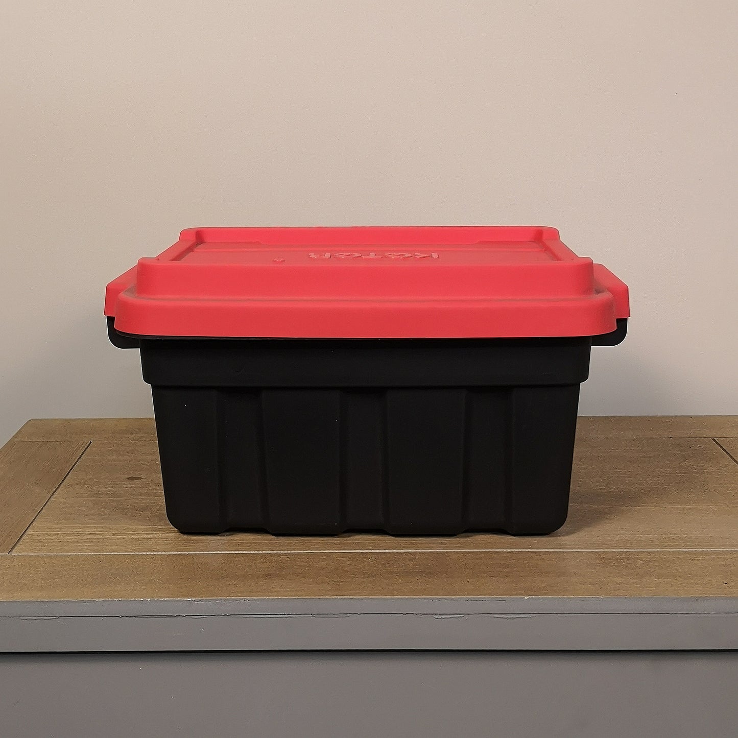11L Black and Red Small Tuff Stackable Storage Box with Lid and Carry Handles