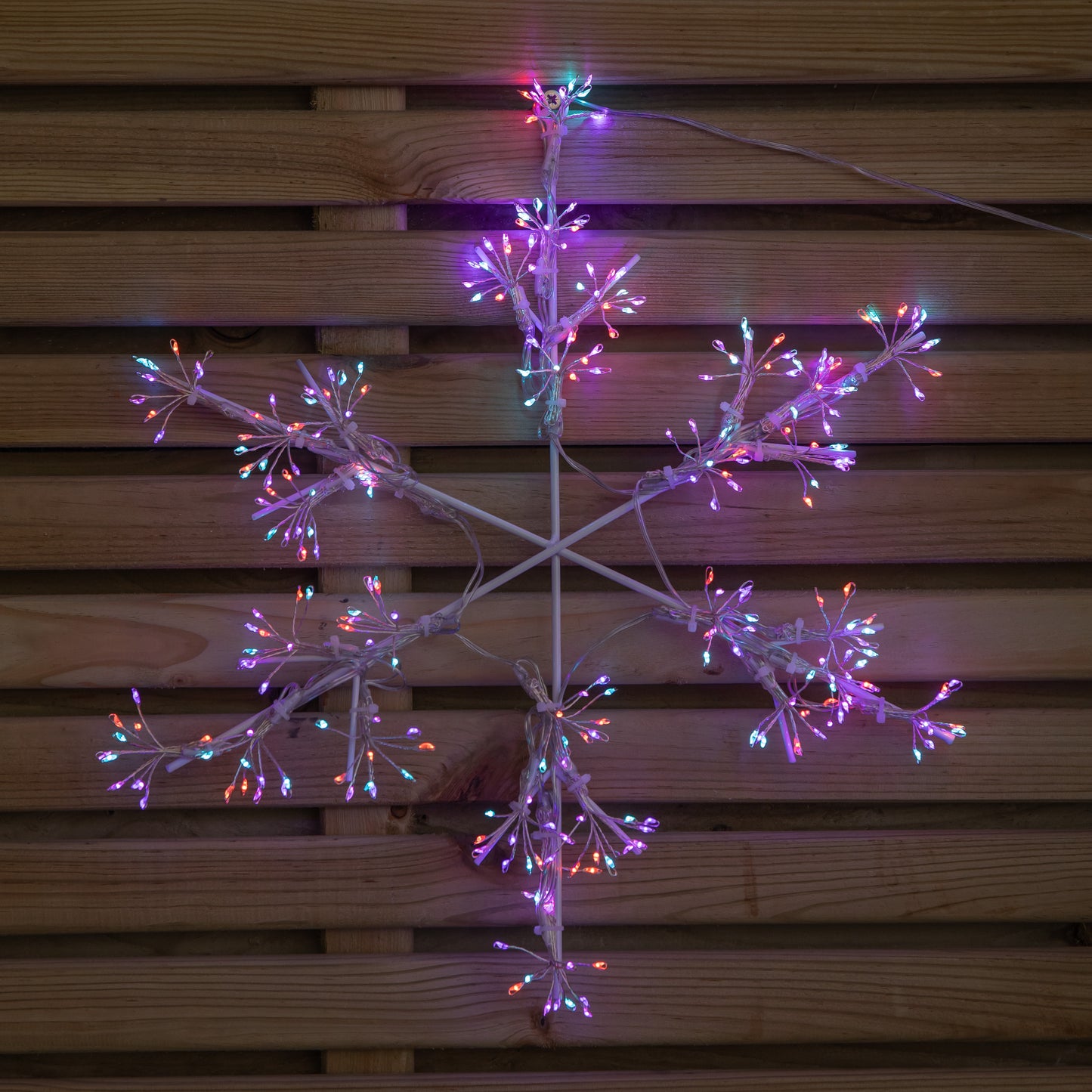40cm LED Hanging Snowflake Christmas Decoration in Rainbow