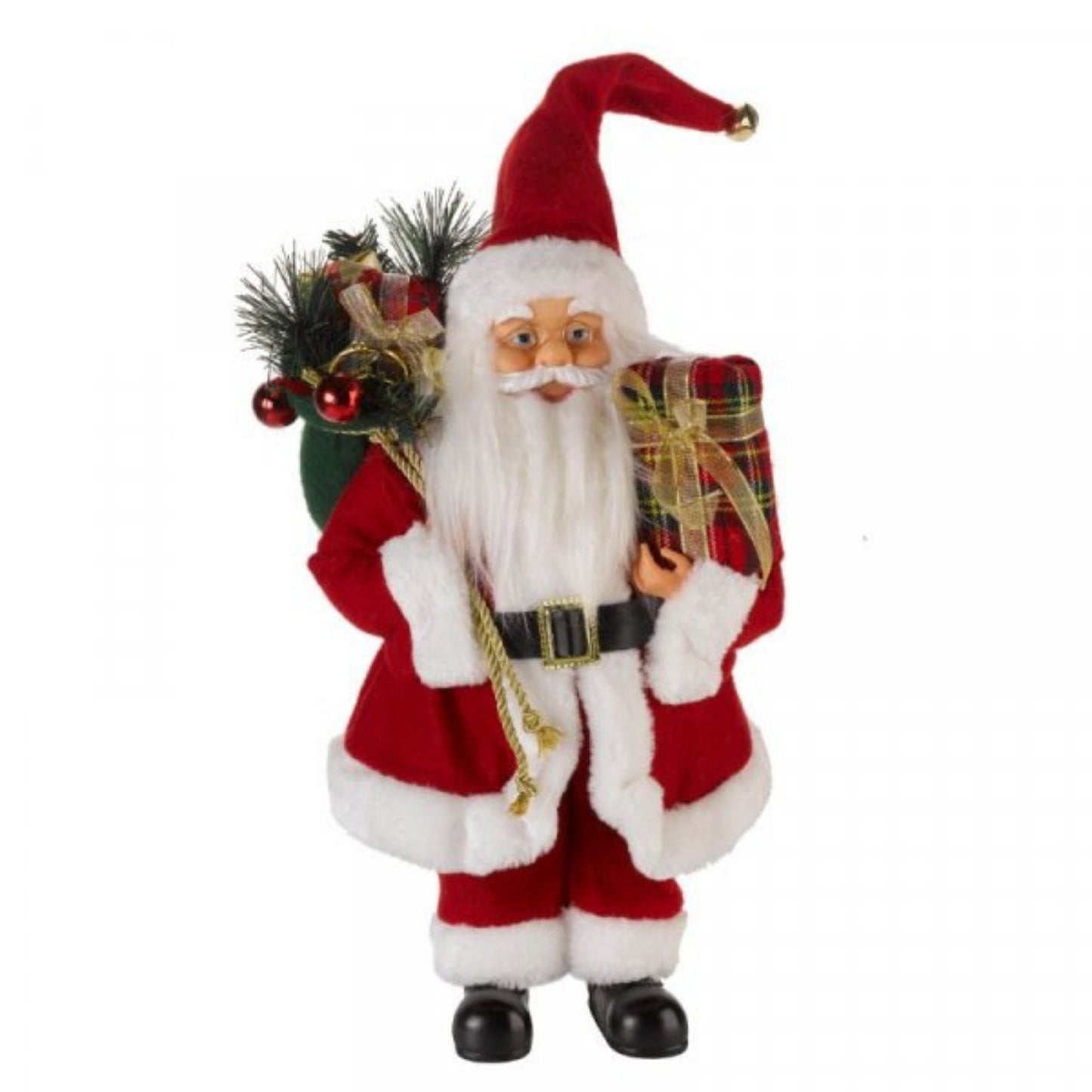 60cm Red Standing Santa Claus Indoor Decoration with Present and Green Sack