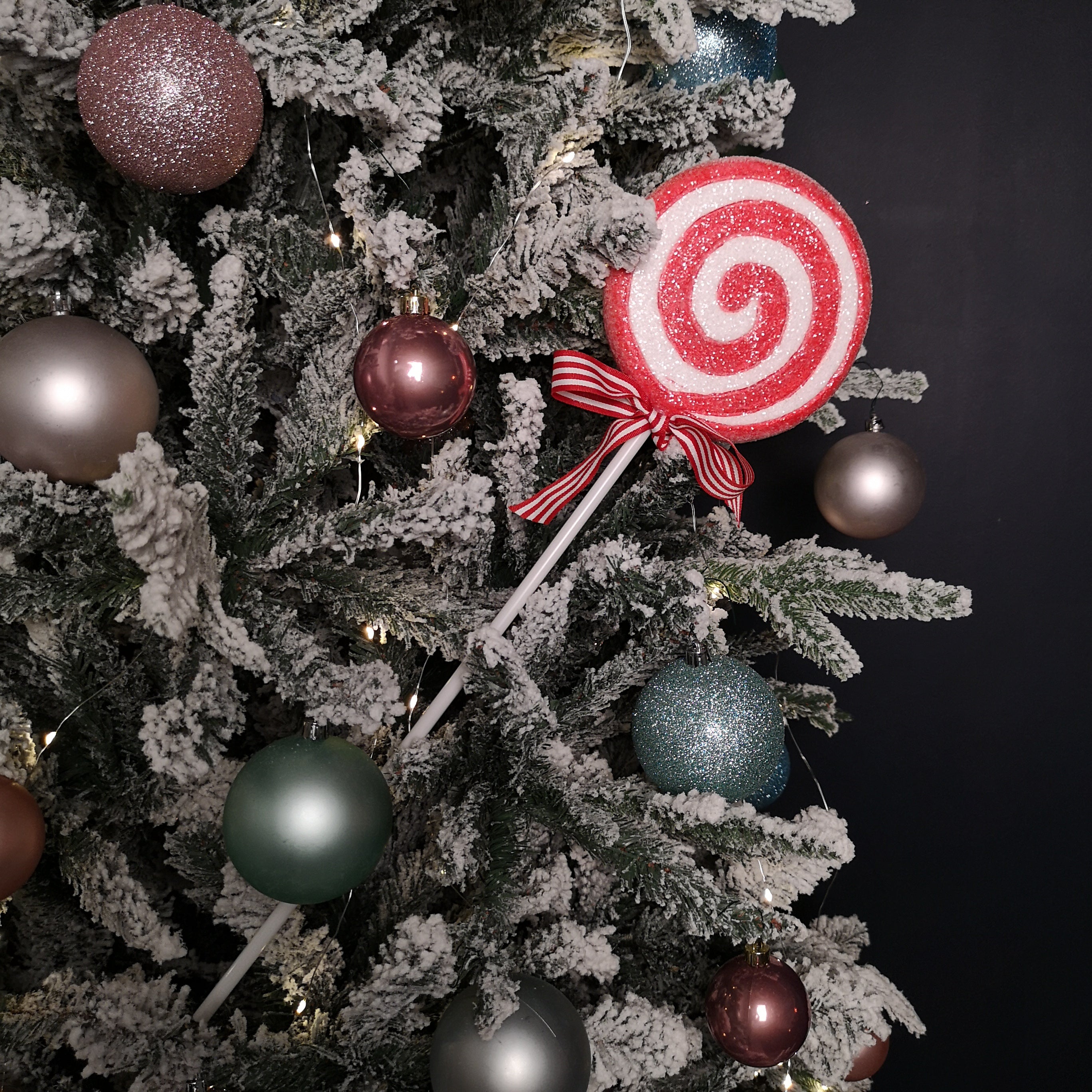 54cm Red and White Spiral Candy Cane Lollipop Christmas Decoration with Stem
