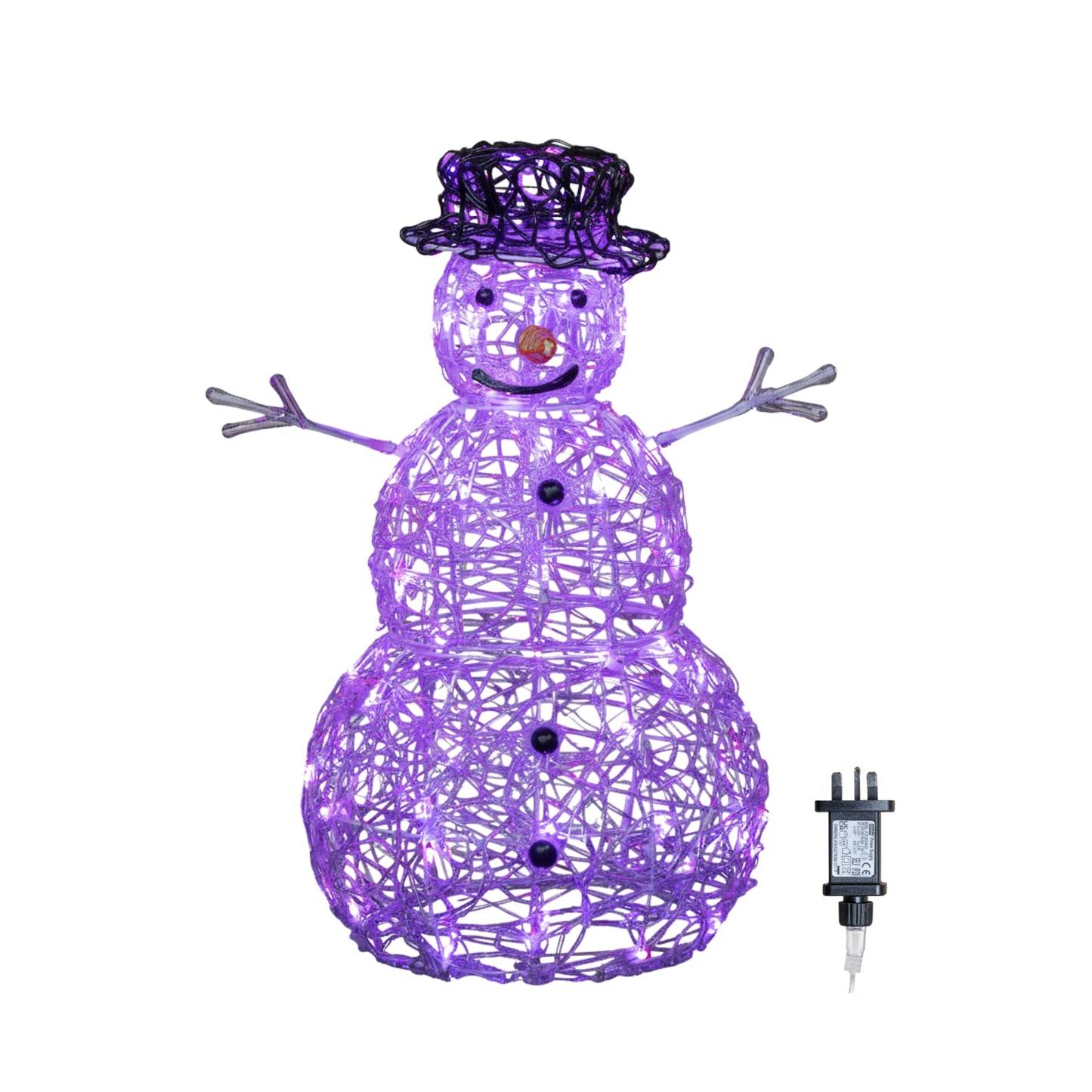60cm Indoor Outdoor Acrylic Snowman Christmas Decoration with Colour Changing LED