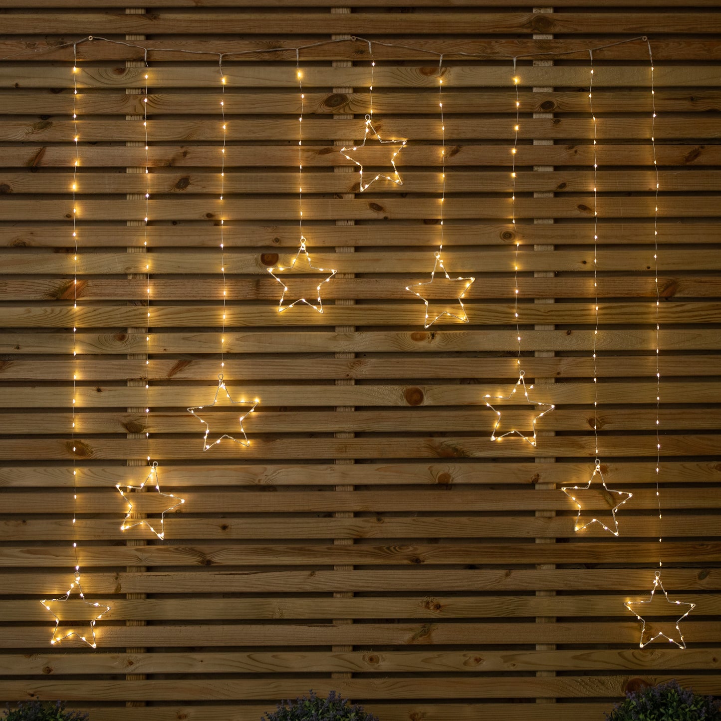 1.2m x 1.2m Light up Star Pin Wire Christmas Curtain Lights with 303 Warm White LEDs