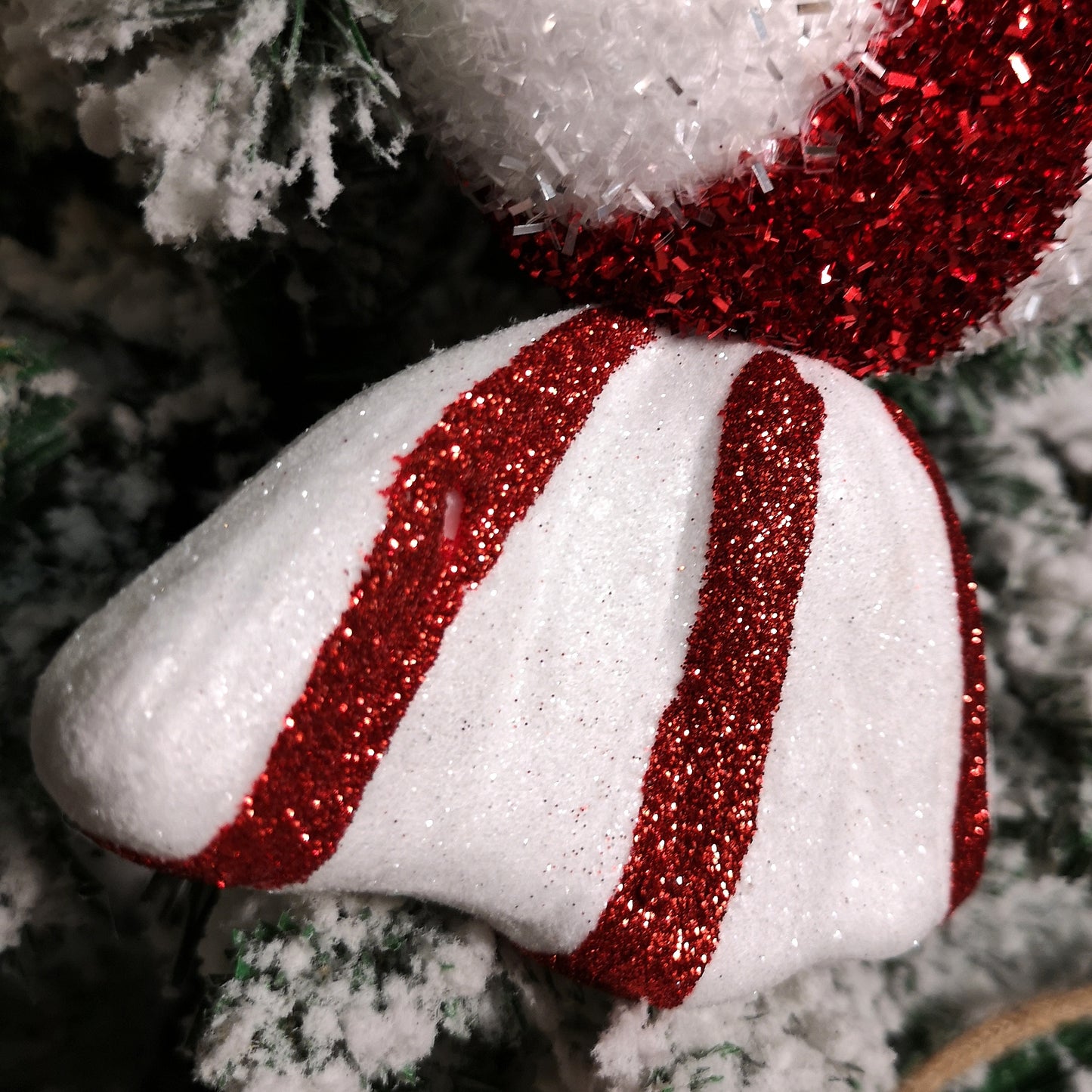 28cm Red and White Glitter Candy Stripe Sweet Hanging Christmas Decoration