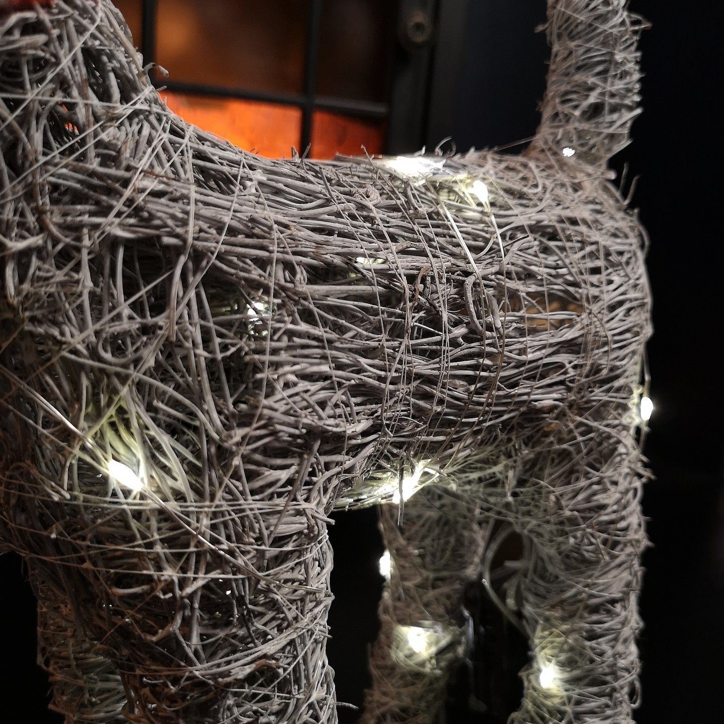 51cm Battery Operated Rattan Woven Blitzen Reindeer with Warm White LEDs