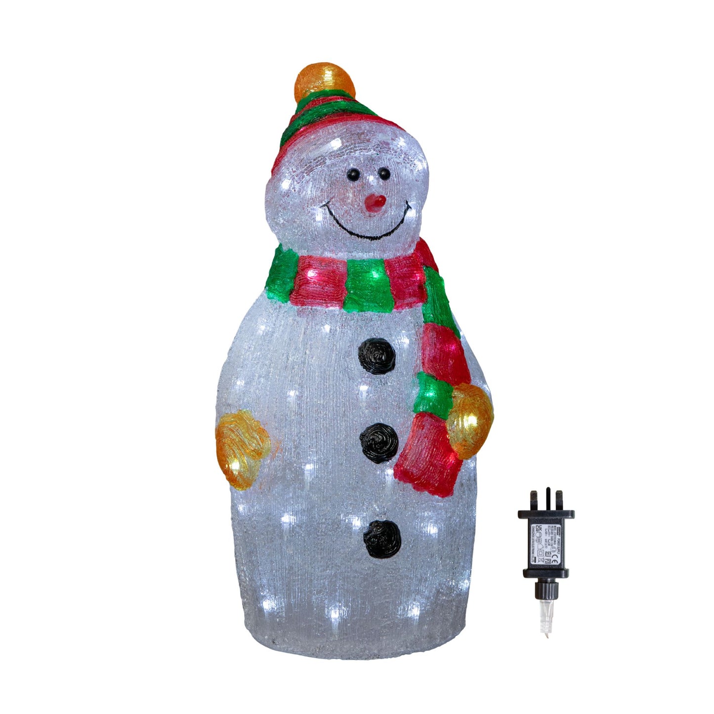 55cm Light up Christmas Ice Snowman Decoration with 70 Cool White LEDs