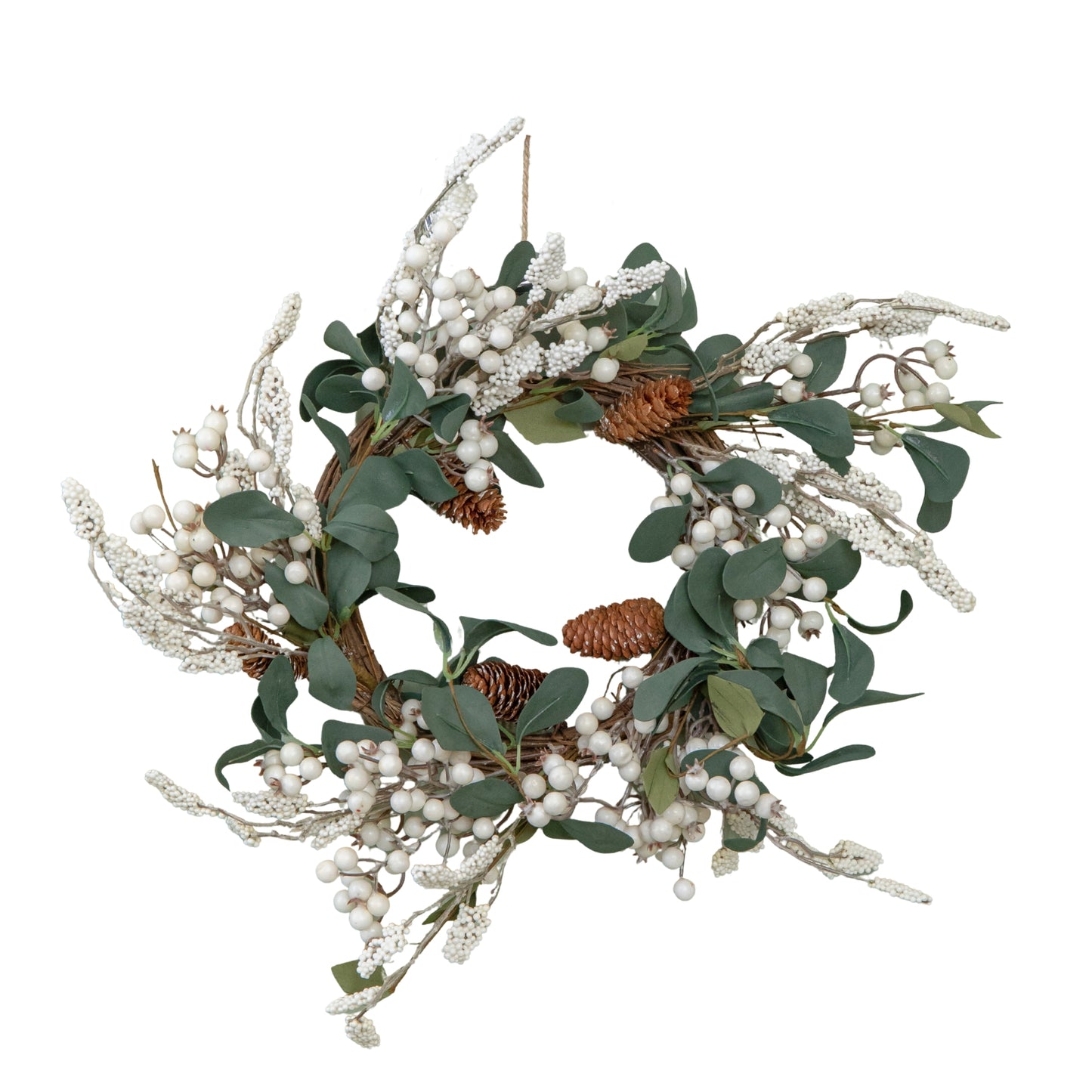 40cm Hanging Christmas Winter Berry Wreath with Seasonal Foliage