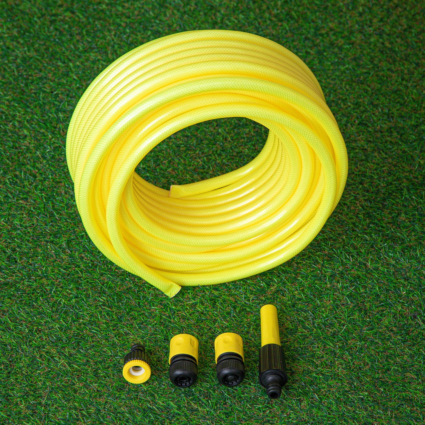 25m Yellow Reinforced Kink Resistant Garden Hose Pipe with Connectors