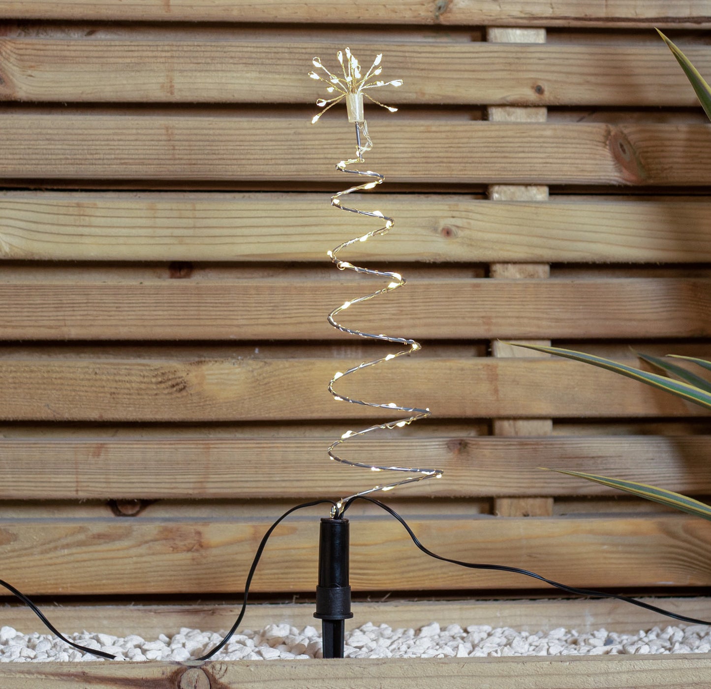 30cm Set of 4 Light up Silver Christmas Tree Garden Path Lights with 200 Warm White LEDs