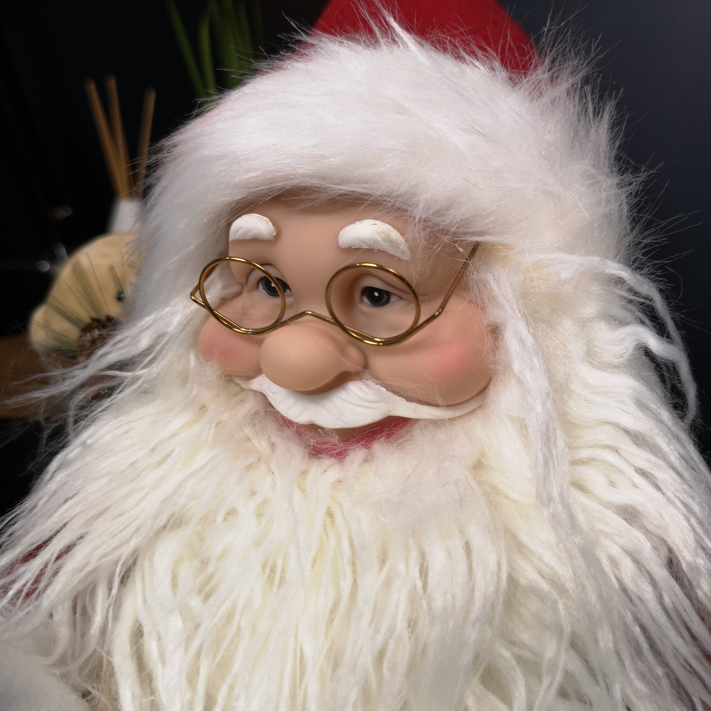 60cm Battery Operated Red Standing Light up Santa Claus with Brown Woven Sack