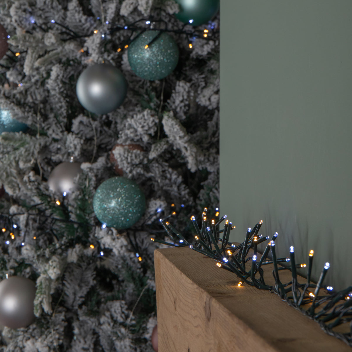 62.5m 5000 LED Christmas Cluster Multi-Action String Lights with Timer in White & Warm White