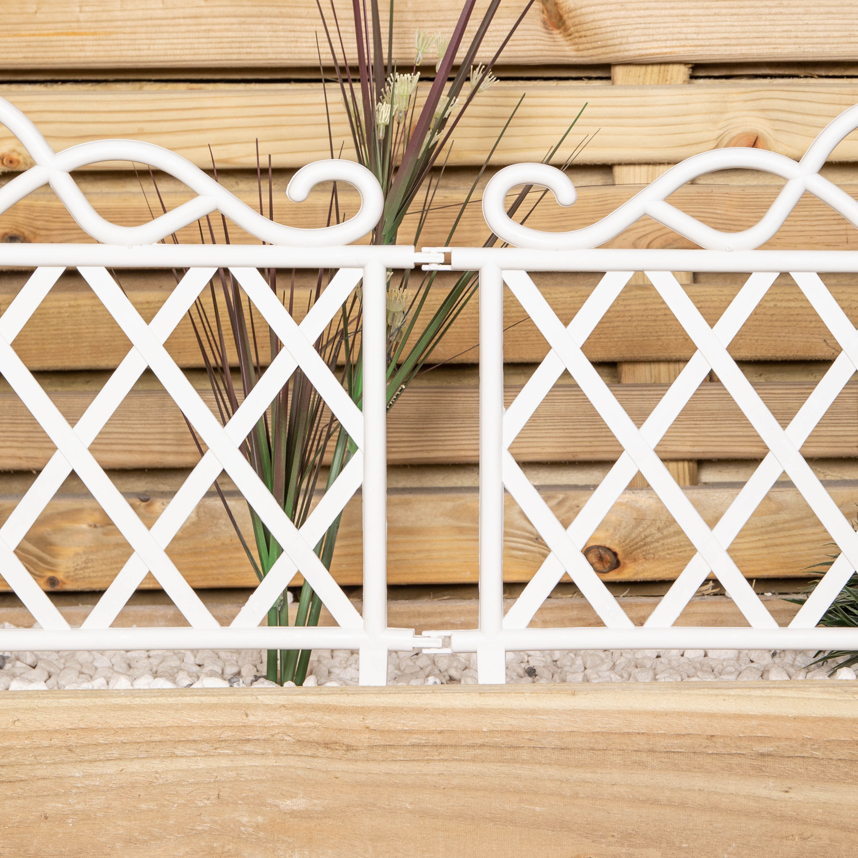 Pack of 3 27cm White Plastic Garden Patio Lawn Border Fence Edging