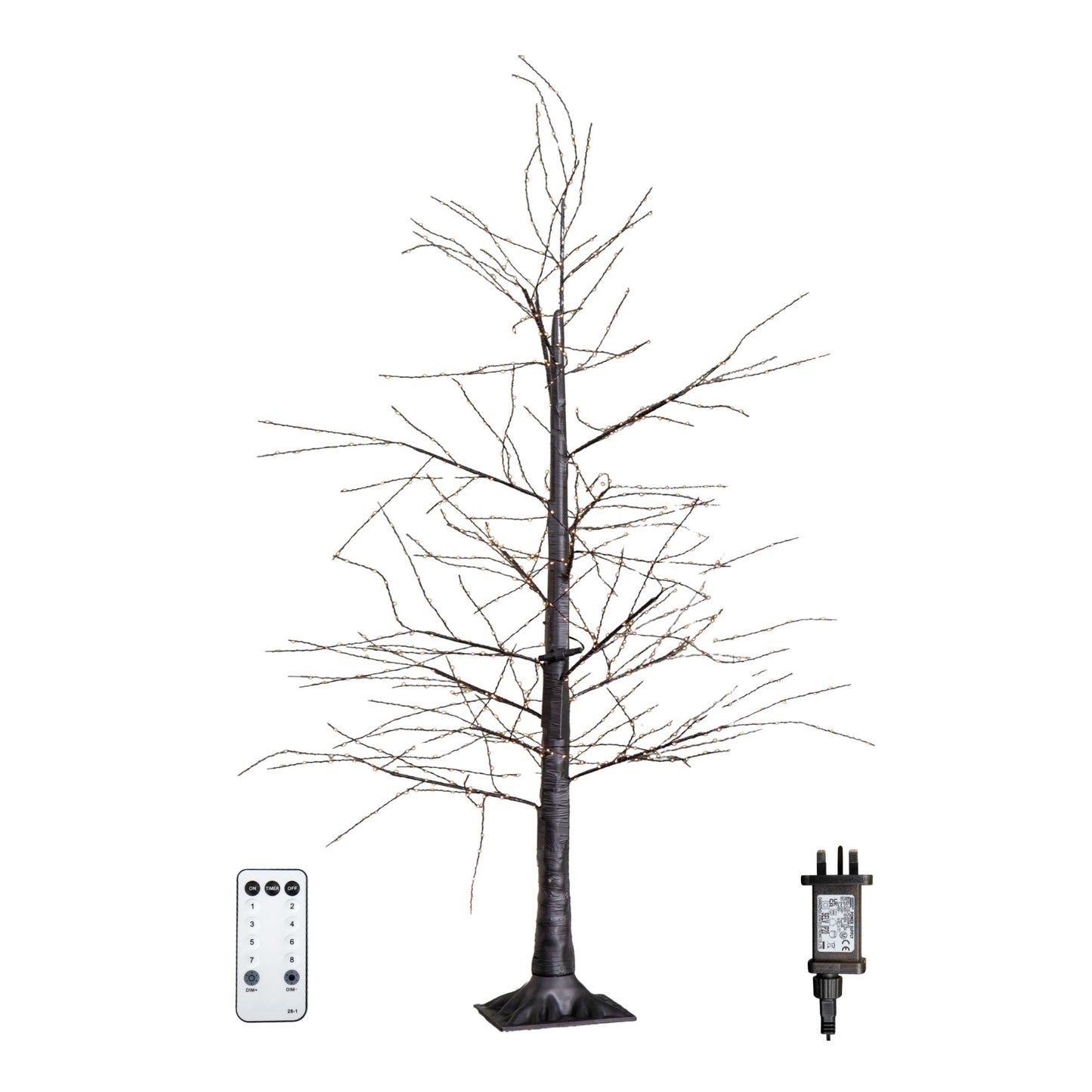 Factory Seconds: 5ft (1.5m) Tall Light up Black Micro Dot Christmas Tree with 800 Warm White LEDs and Remote Control