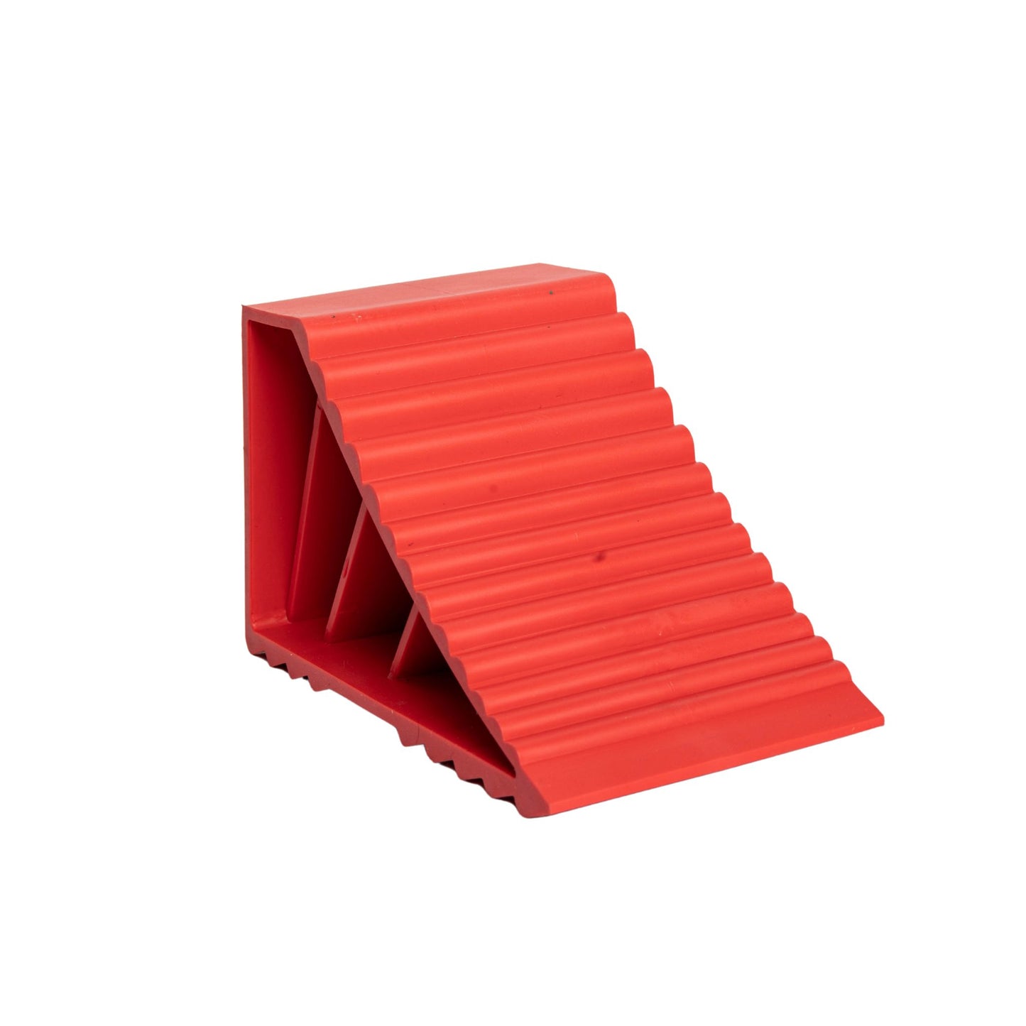8.5cm x 23cm Set of 2 Heavy Duty Ridged Vehicle Wheel Chocks with Handles in Red