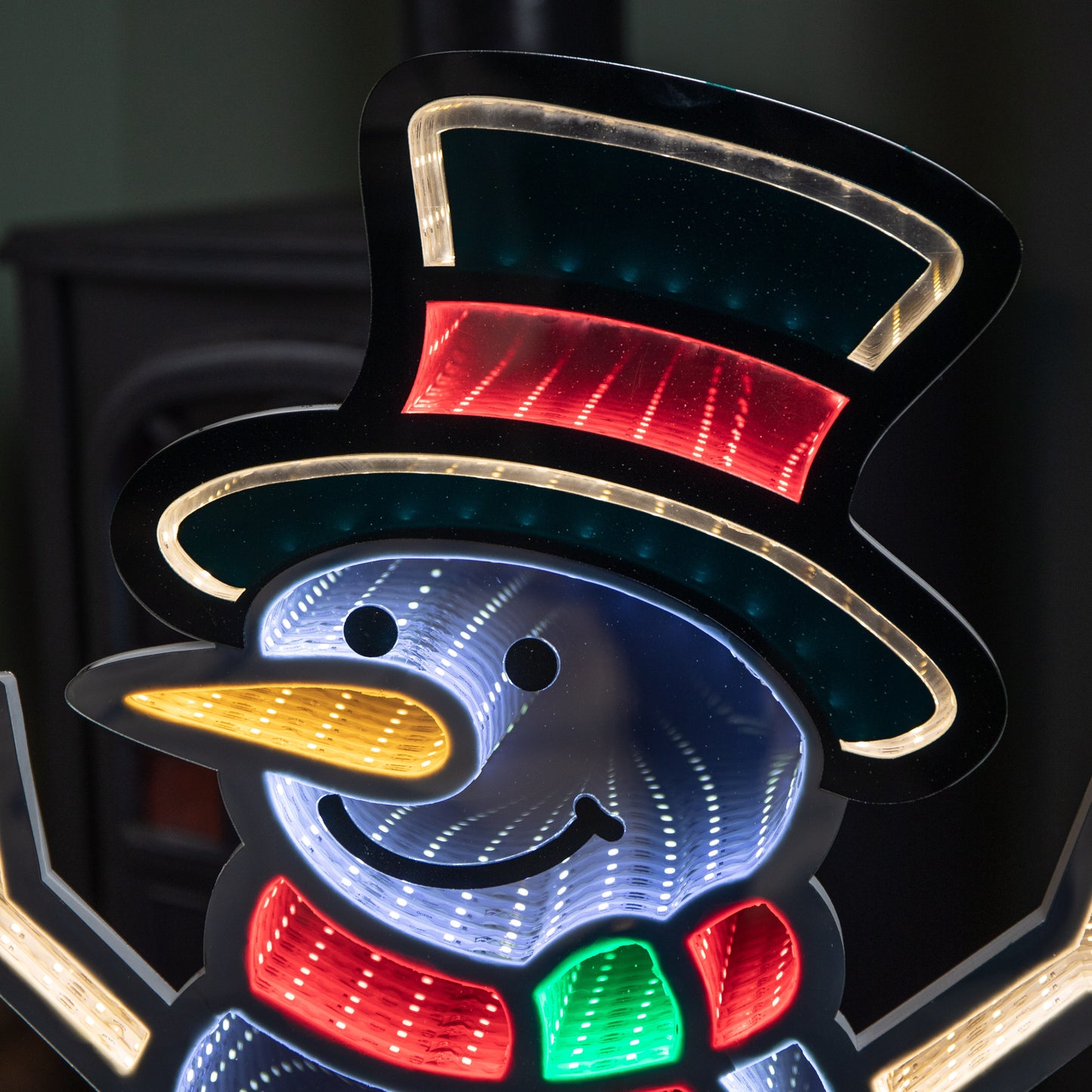 60cm Light up Standing Snowman Infinity Christmas Decoration with Multi-Coloured LEDs