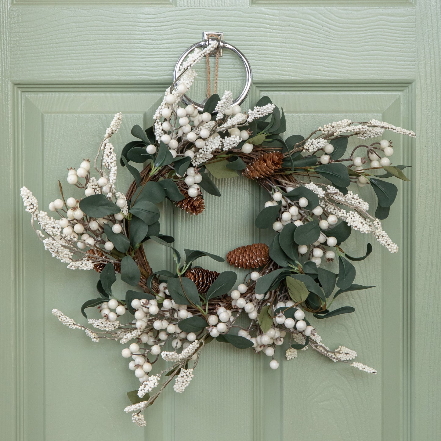 40cm Hanging Christmas Winter Berry Wreath with Seasonal Foliage