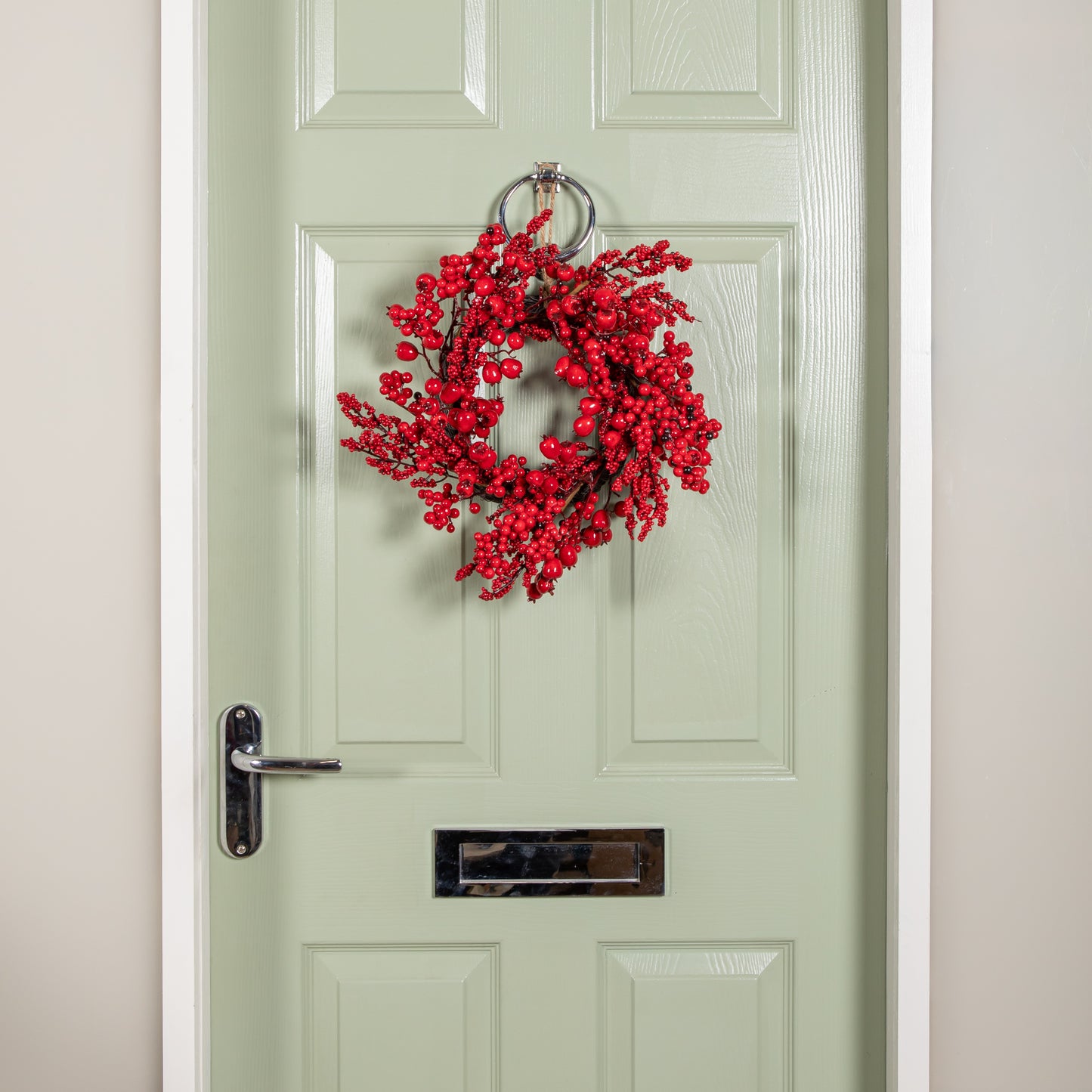 40cm Hanging Red Berry Burst Christmas Wreath