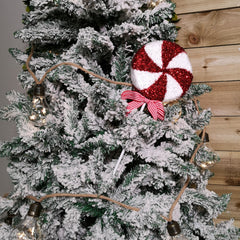 33cm Red and White Swirl Glitter Candy Cane Lollipop Christmas Decoration with Stem
