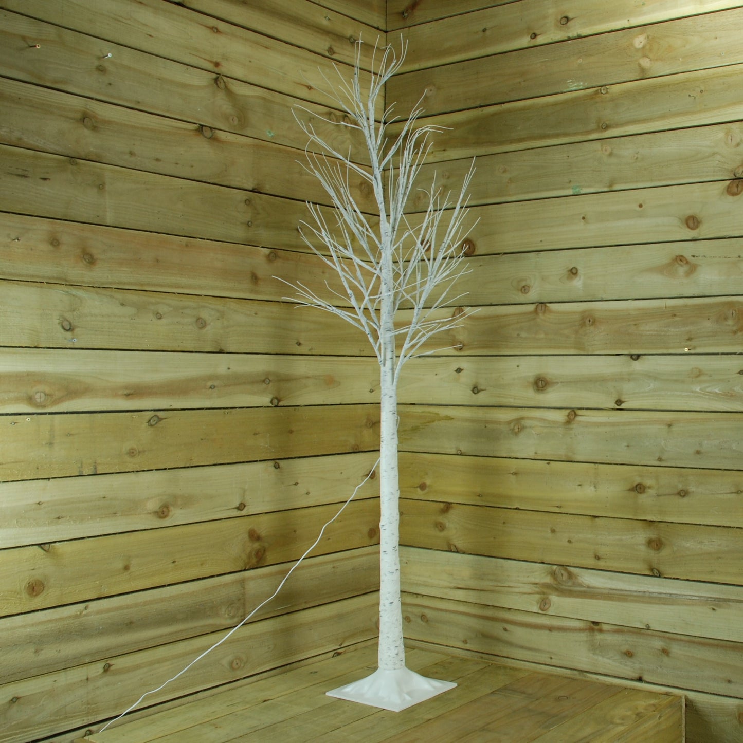 1.5m Christmas Outdoor Birch Tree with 64 Multicoloured LEDs