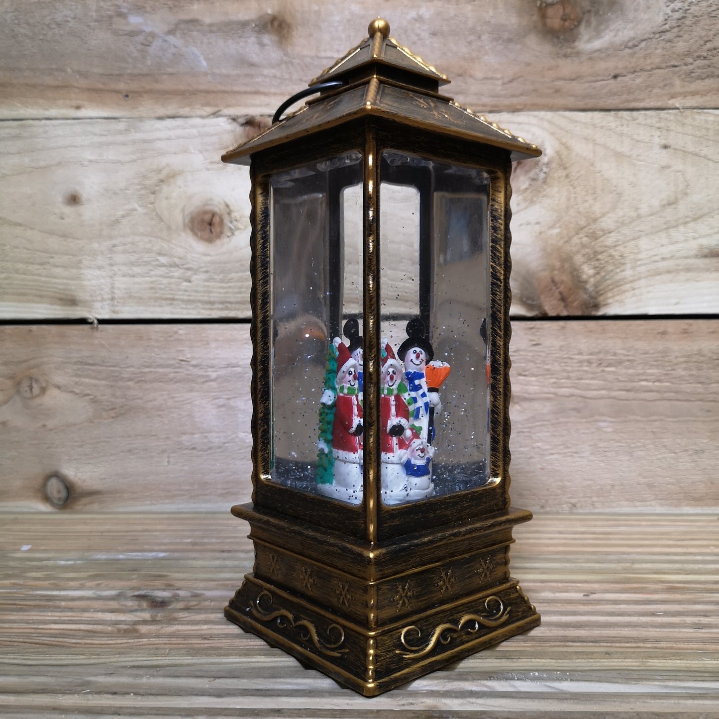 27cm Premier Christmas Water Spinners Antique Effect Lantern Choose from Santa or Snowmen