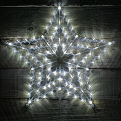 50cm White 100 LED Window Star Light Up Indoor/Outdoor Christmas Decorations