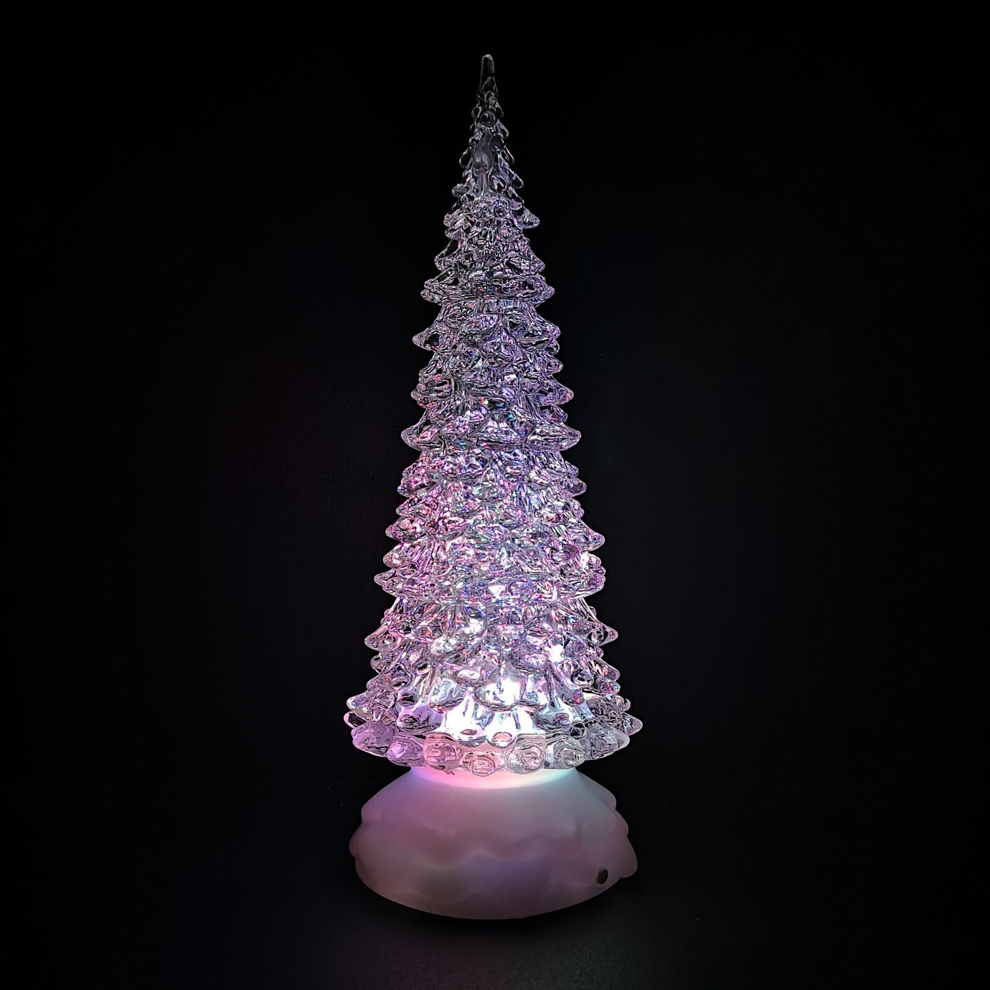 27cm Snowtime Christmas Water Spinner Colour Changing Glitter Christmas Tree Dual Powered