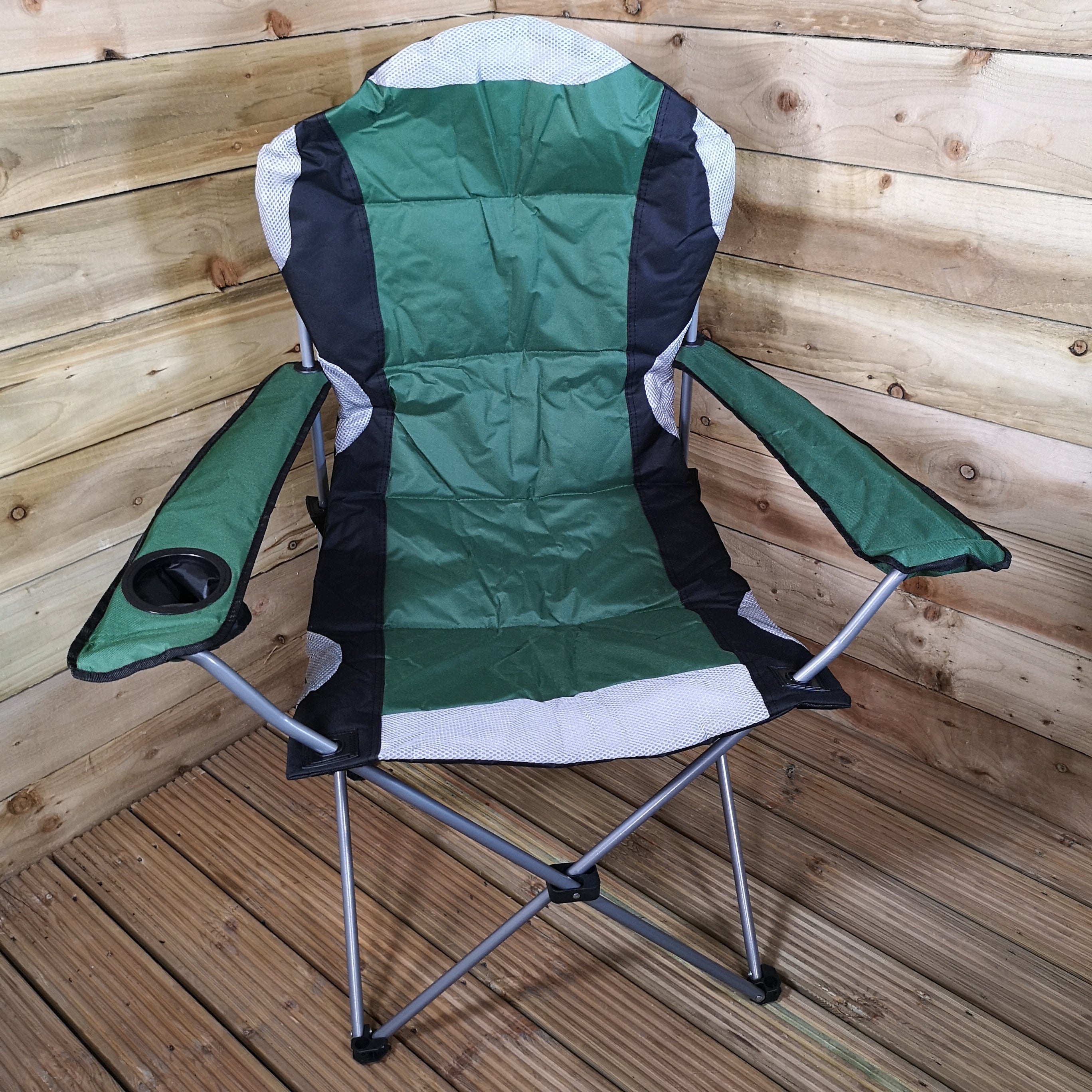 Samuel Alexander Luxury Padded High Back Folding Outdoor Camping Fishing Chair in Green