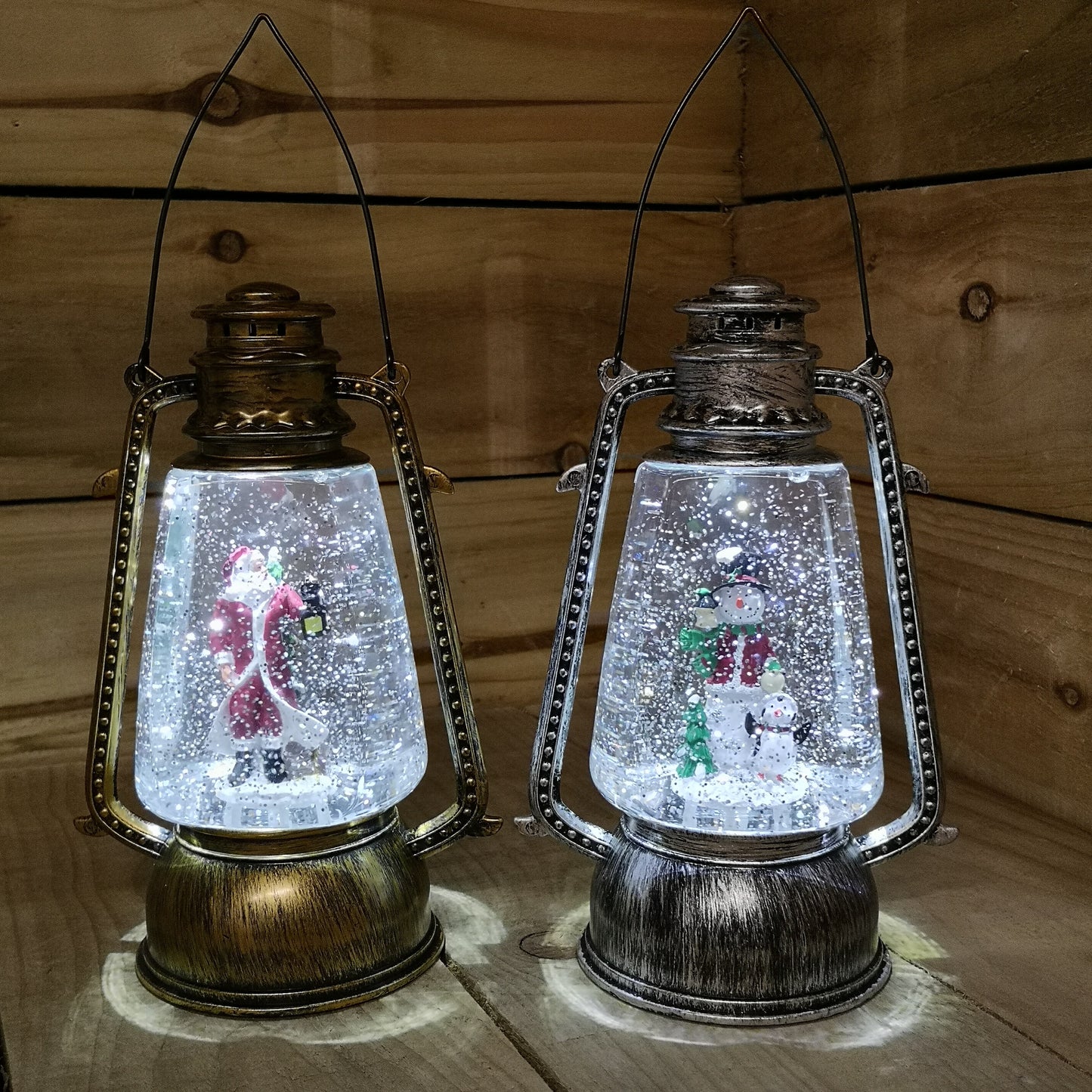 24cm Premier Christmas Water Spinner Antique Effect Hurricane Lantern Style Choose from Silver or Gold