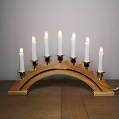 45cm Premier Christmas Candlebridge with 7 Bulbs in Light Wood Mains Powered