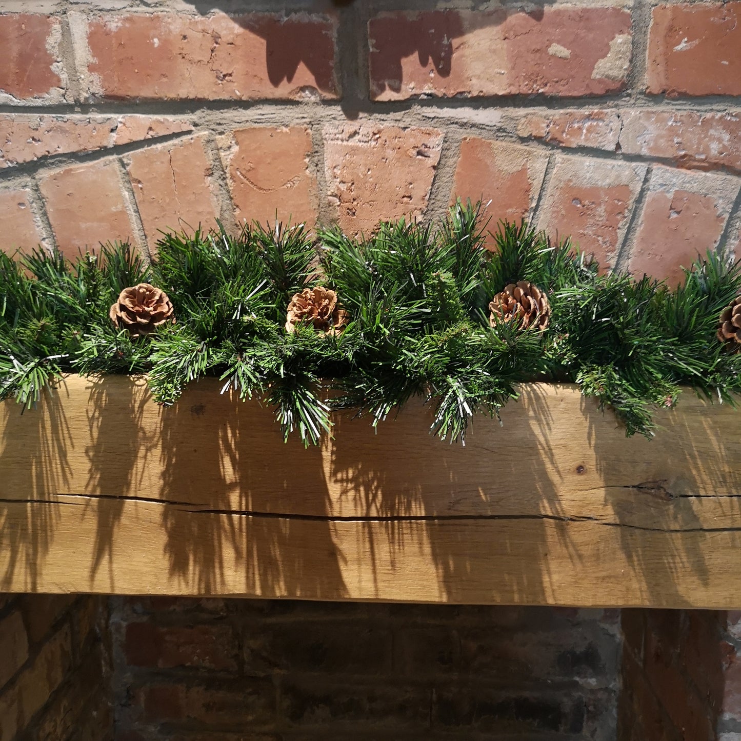 90cm Deluxe Snow Time Princess Green Garland Swag 108 Tips With 5 Pine Cones