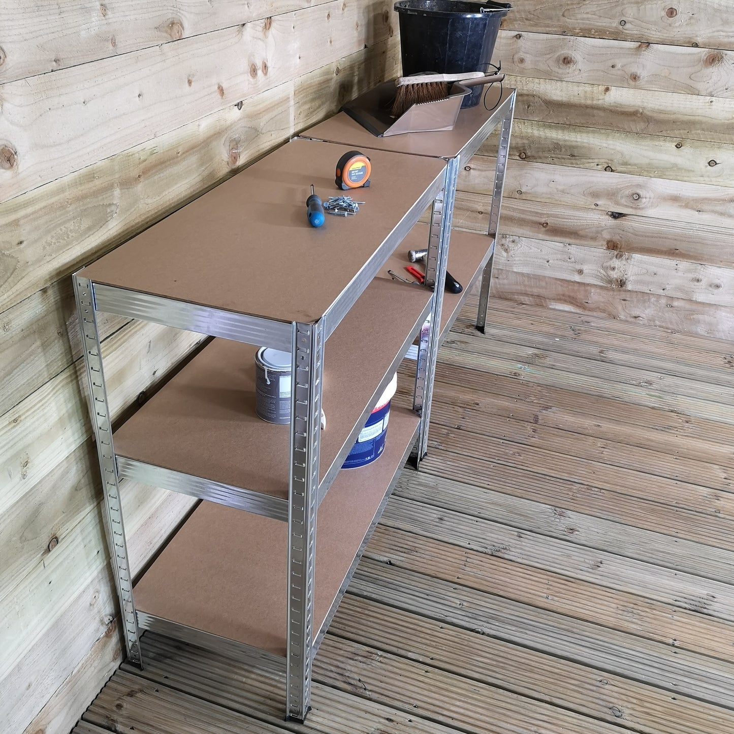 Set of 2 Garage Shelving 90cm Wide & 180cm High Heavy Duty 5 Tier Multipurpose Metal Racking Unit / Warehouse Shelving Storage