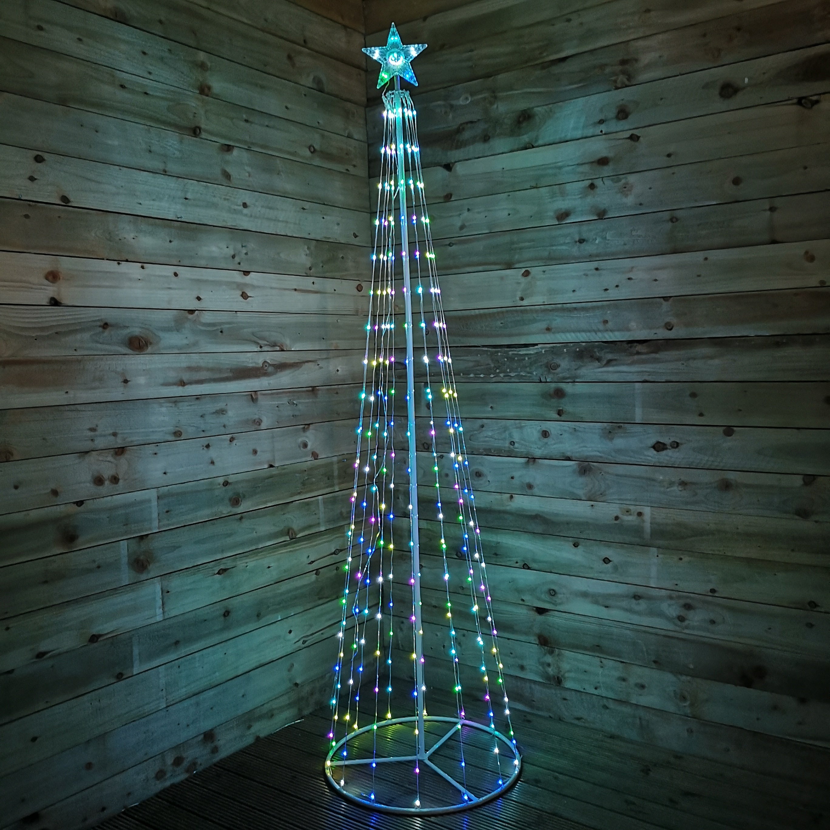 8ft (2.5m) LED Maypole Christmas Tree with Remote Control in Red, Green and Blue