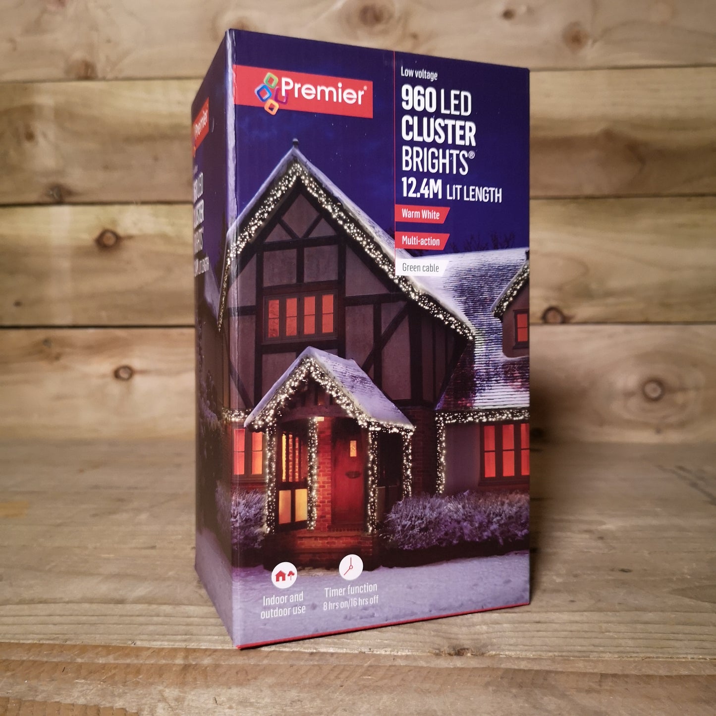 960 LED 12.4m Premier Christmas Outdoor Cluster Timer Lights in Warm White