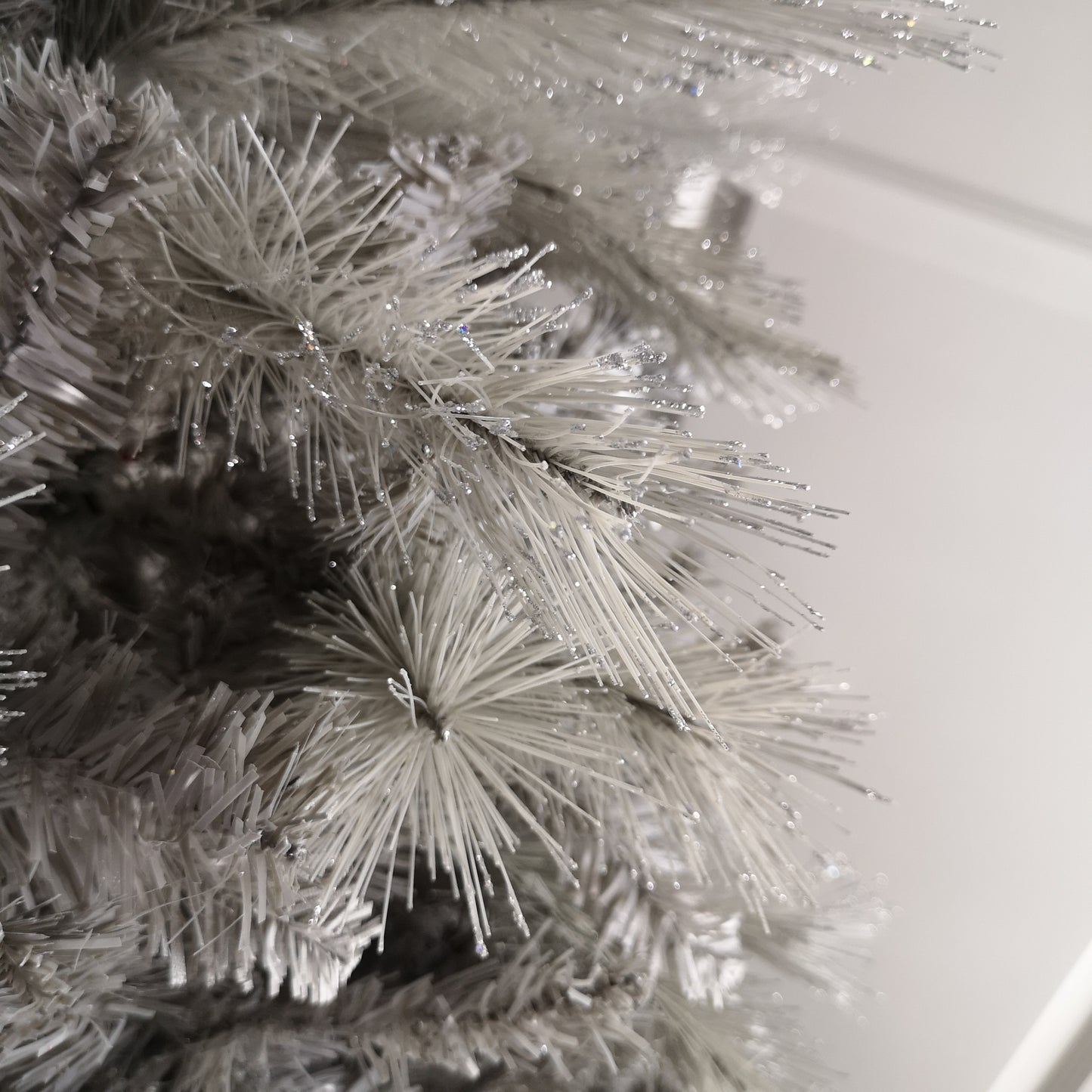 2.1m (7ft) Silver Glitter Tip Fir Festive Christmas Tree in Grey PVC