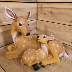 30cm Premier Christmas Resting Reindeer Doe and Fawn Mum and Baby Ornament