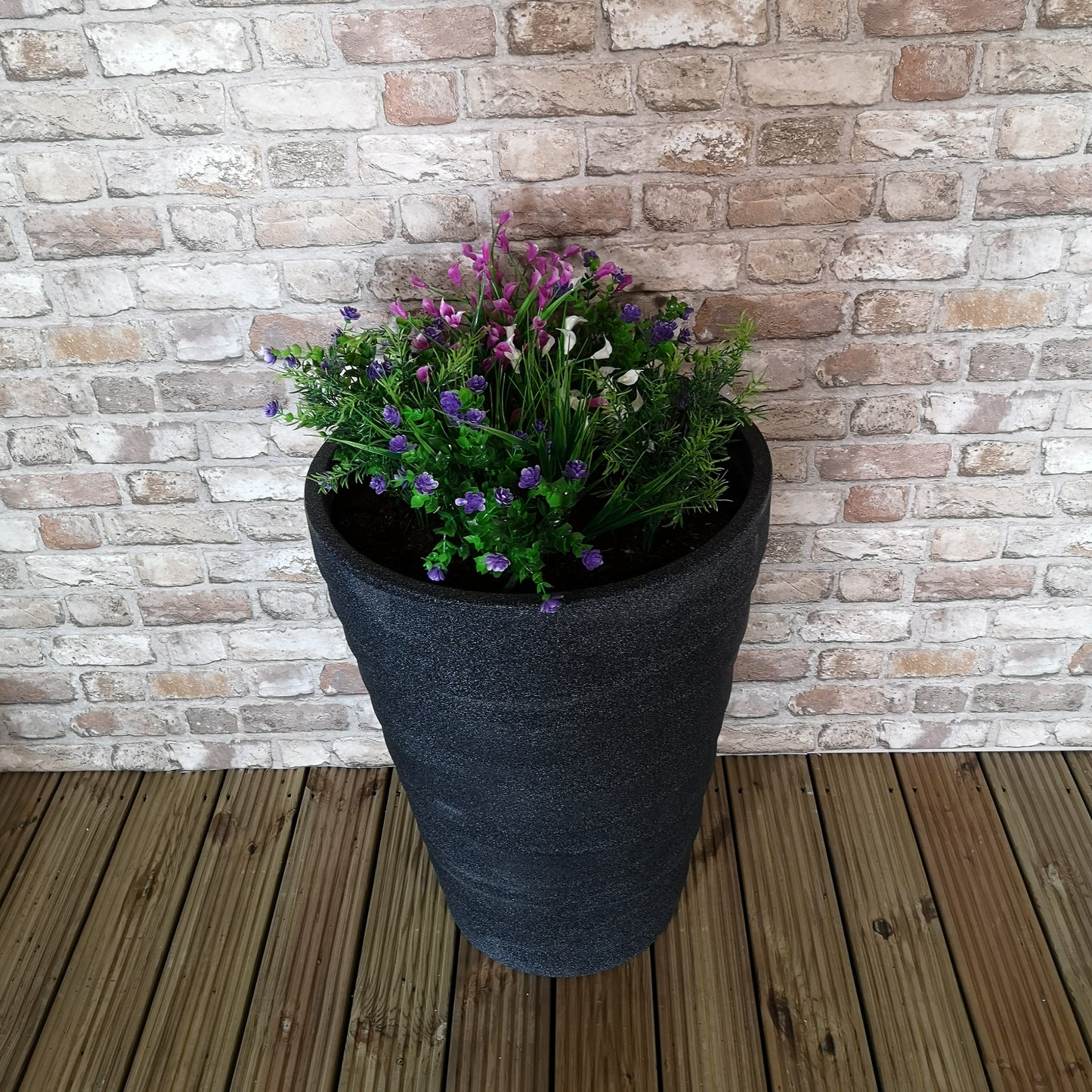 Medium Grey Charcoal Effect Garden Trojan Plant Pot 56cm Tall 38cm Wide