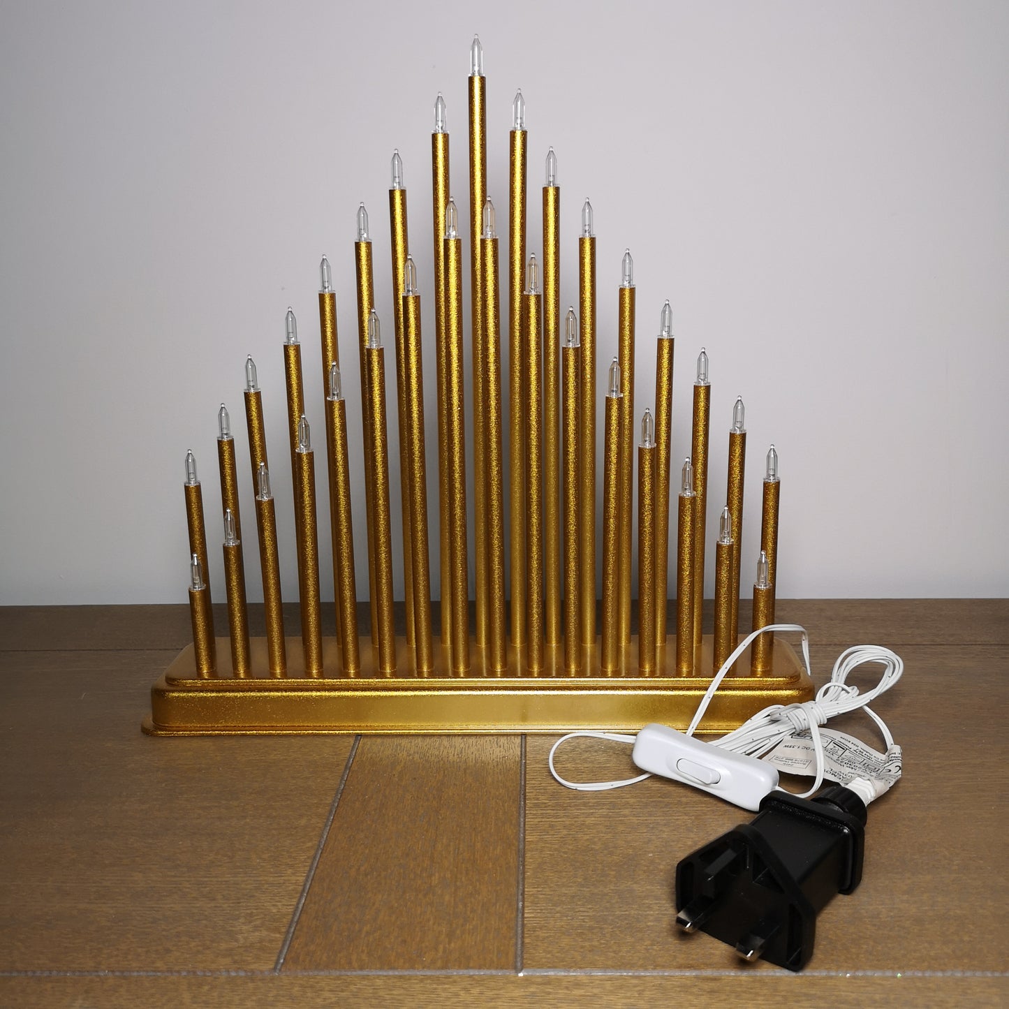 34cm Premier Christmas Candlebridge with 33 LEDs in Gold Mains Operated