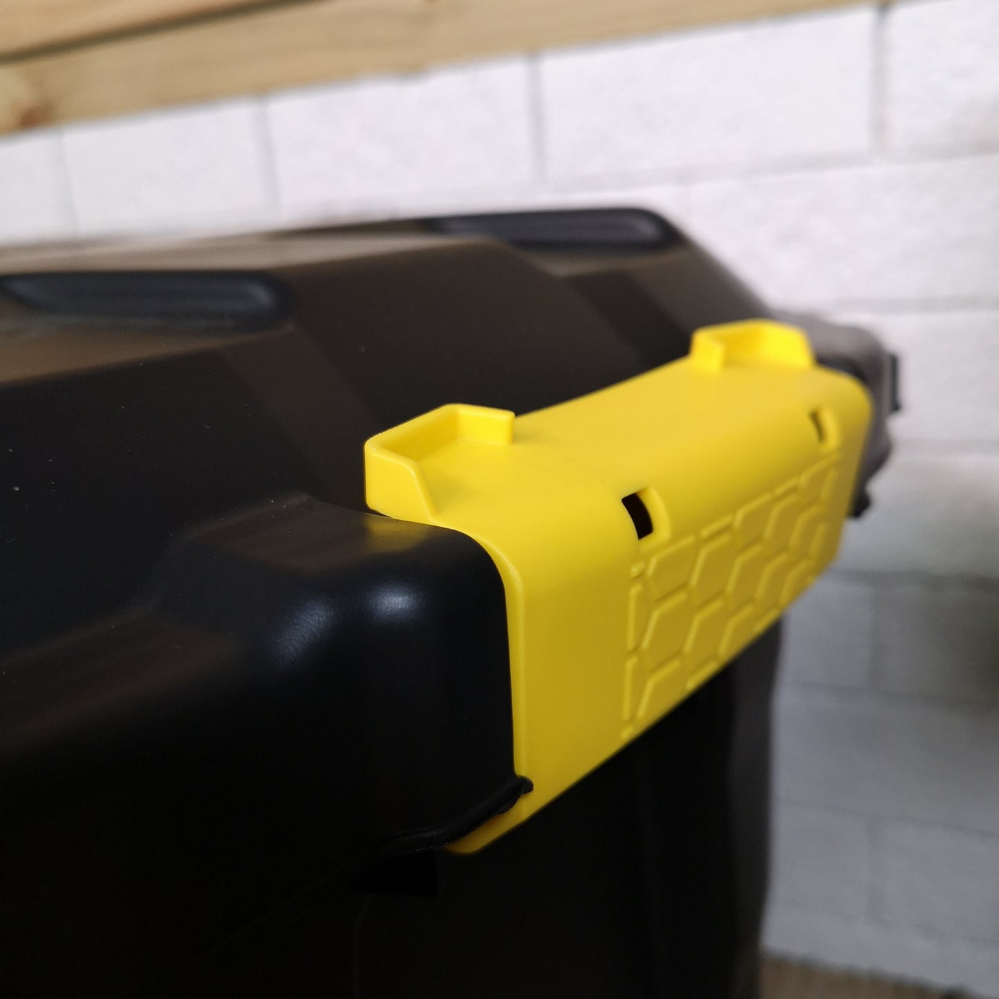 110L Heavy Duty Trunk on Wheels Sturdy, Lockable, Stackable and Nestable Design Storage Chest with Clips in Black