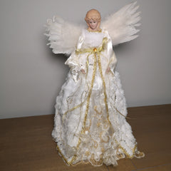 40cm Premier Deluxe Christmas Angel Tree Topper Decoration in Gold & White