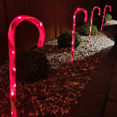 4pcs 62cm Outdoor Red Christmas Candy Cane LED Path Lights for Garden