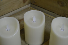 Set of 3 - 13cm x 9cm Battery Operated Dancing Flame Candle with Timer in Cream