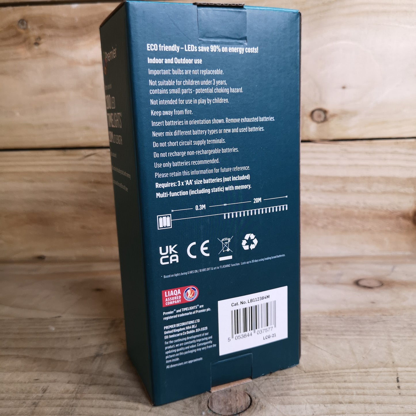 200 LED 20m Premier Christmas Indoor Outdoor Multi Function Battery Operated String Lights with Timer in Multicoloured