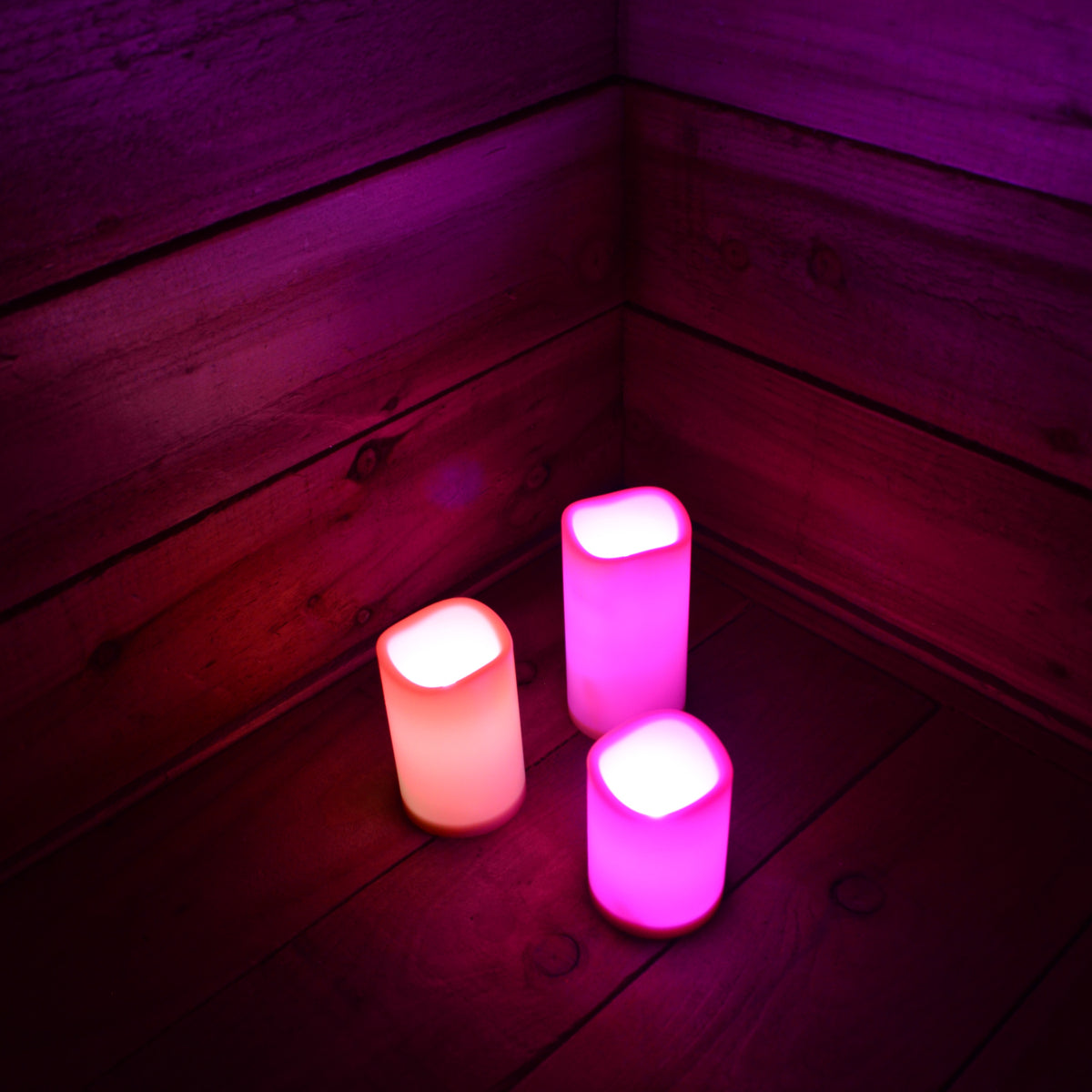 15cm Premier Set of 3 Battery Operated Multi Pastel Colour Changing LED Candles