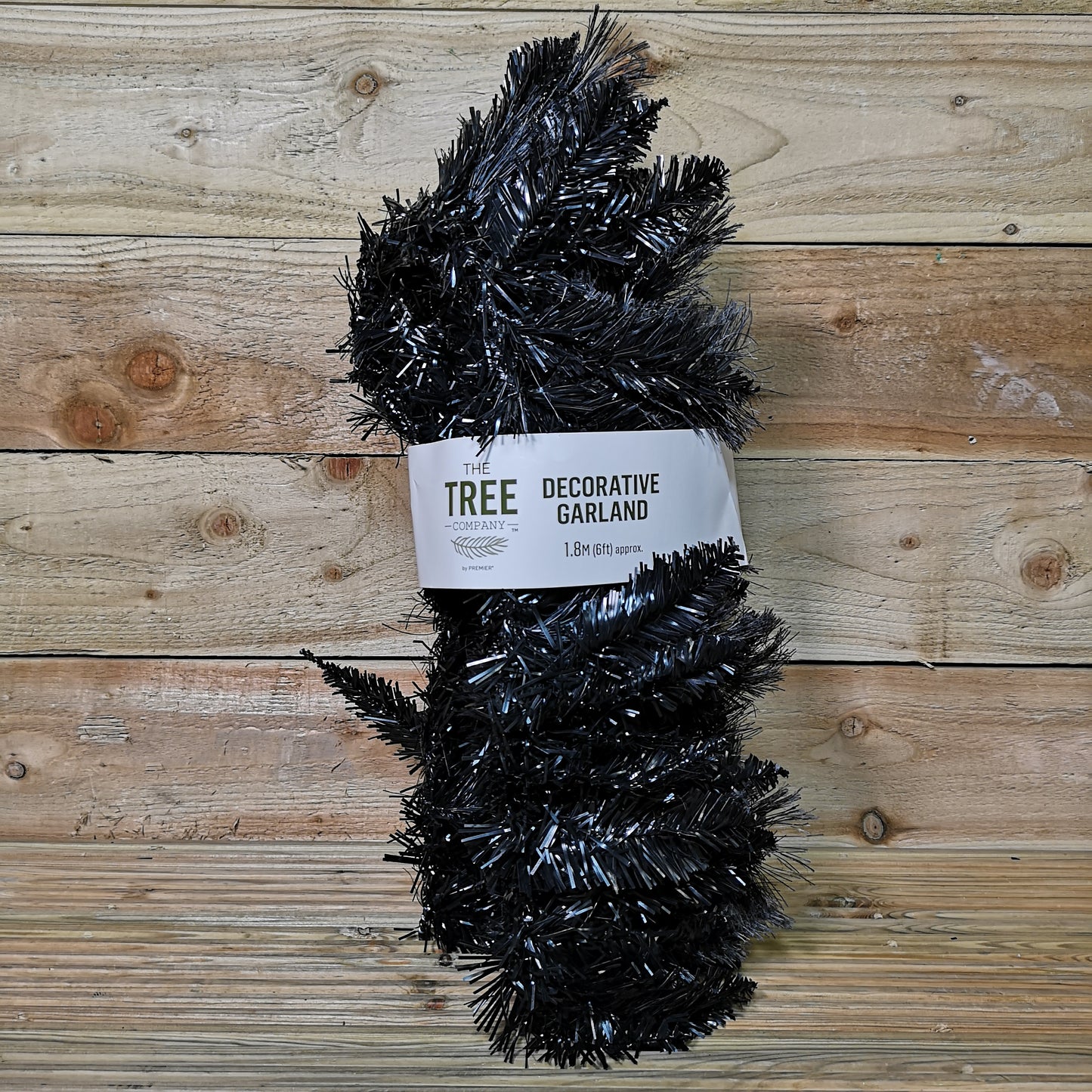 6ft (1.8m) Premier PVC Plain Black Tipped Artificial Christmas Halloween Garland