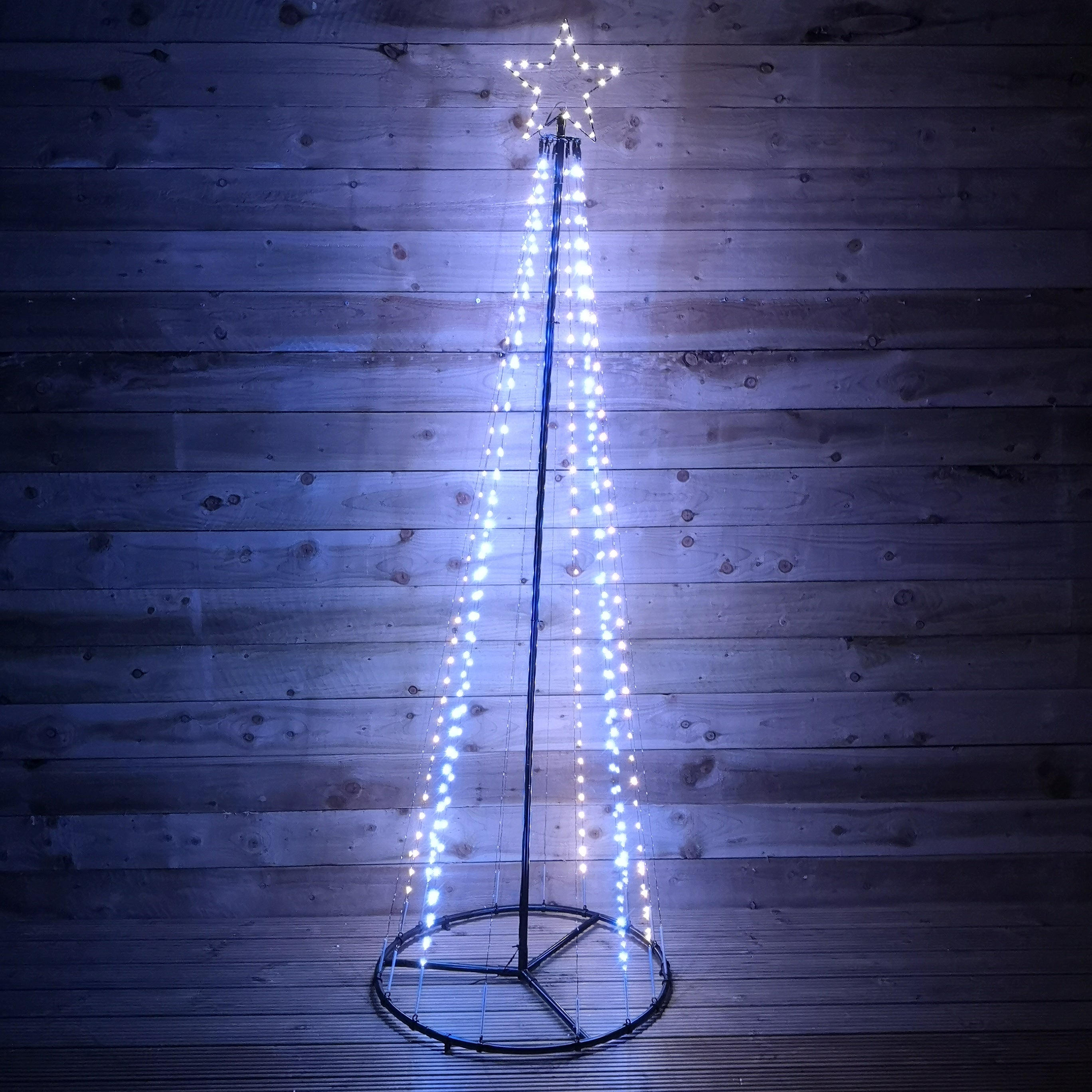 13ft 4m Premier Christmas Outdoor Black Pin Wire LED Pyramid Maypole Tree in Warm & Cool White Mix